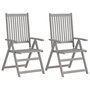 Voir la diapositive 2 : VIDAXL Chaises inclinables de jardin lot de 2 et coussins Bois acacia