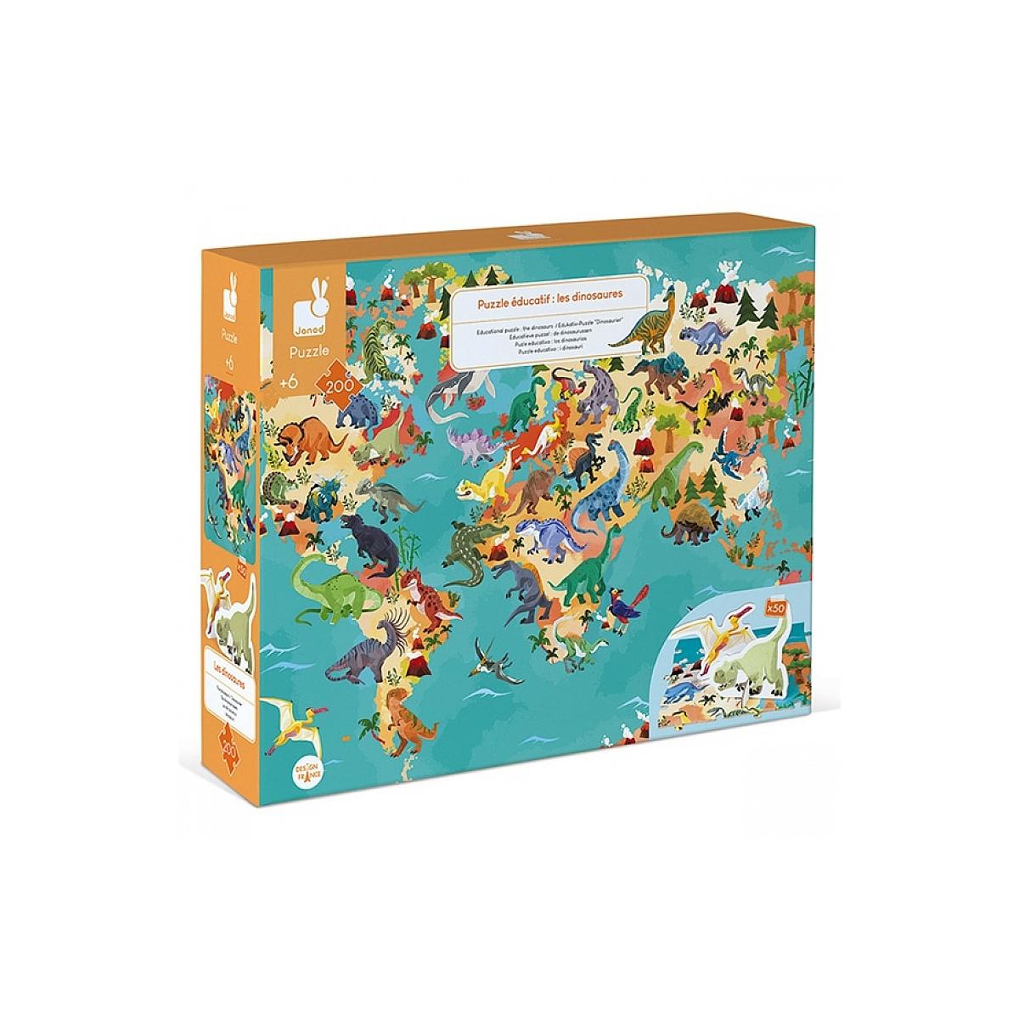JANOD Puzzle educatif les dinosaures 200 pieces