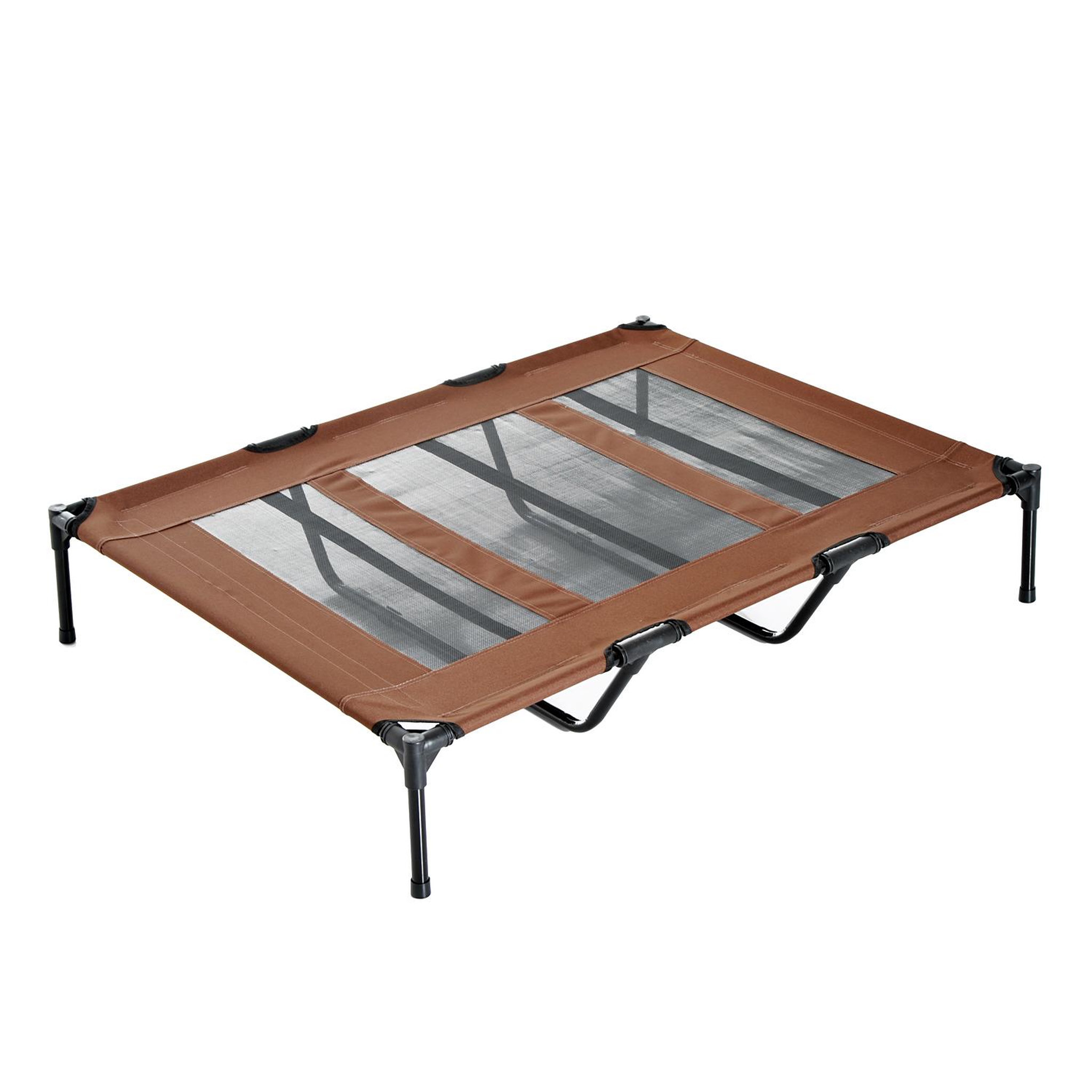PAWHUT Lit sur pieds xxl pour chien chat lit de camp animal lit surélevé oxford textilène micro-perforé dim. 122l x 92l x 23h cm marron clair