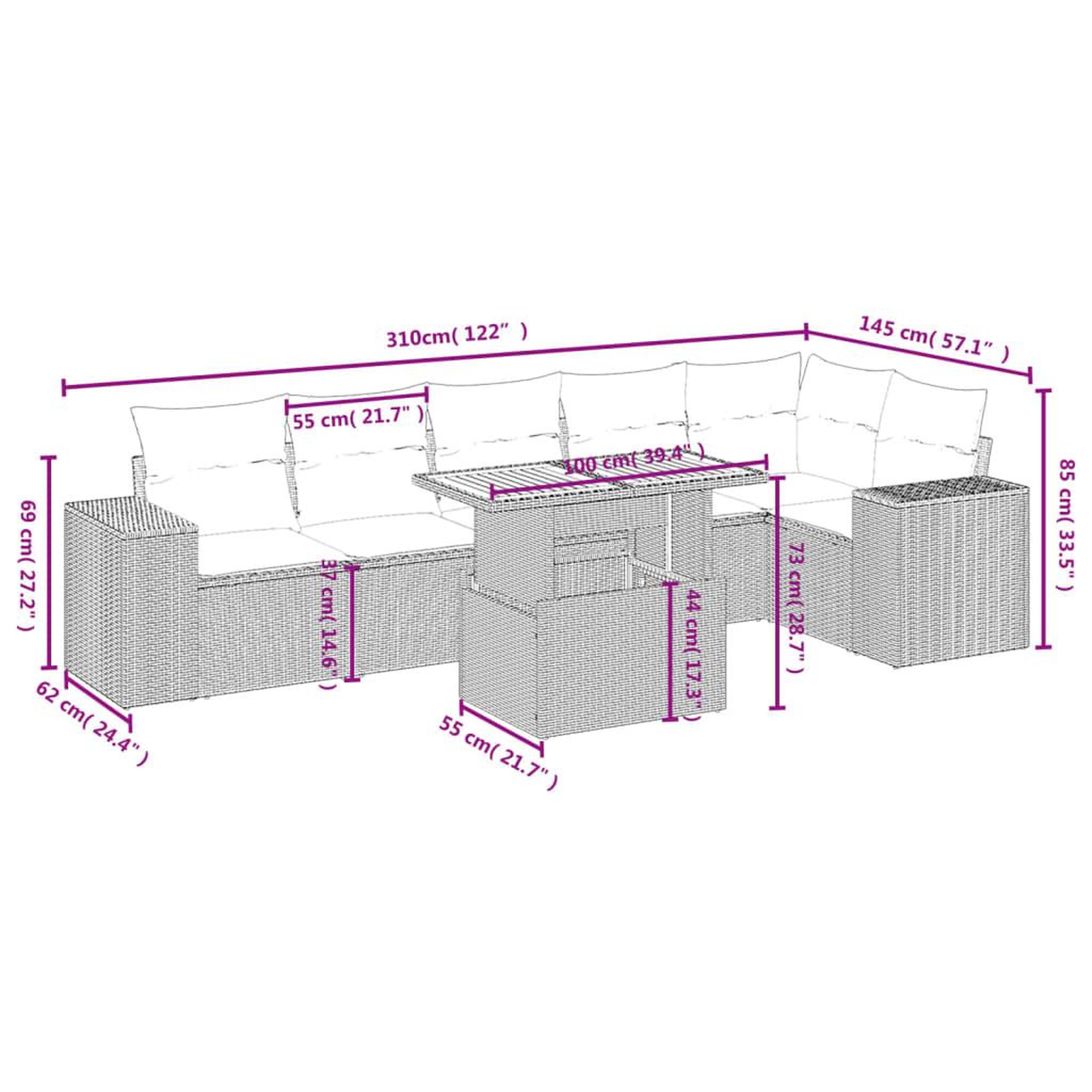 Voir la diapositive 3 : VIDAXL Salon de jardin 7 pcs avec coussins noir resine tressee