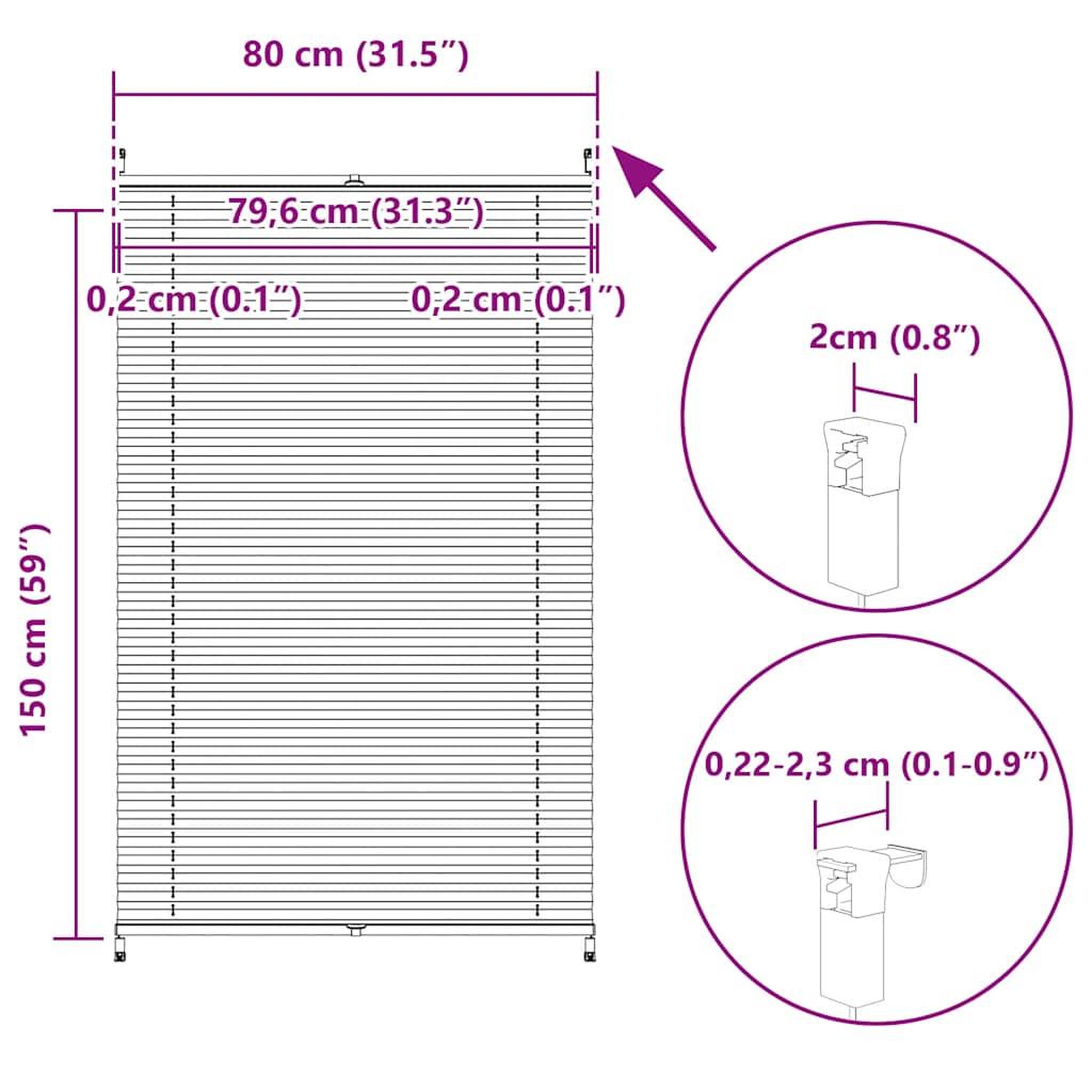 Voir la diapositive 6 : VIDAXL Store plisse 80x150 cm blanc