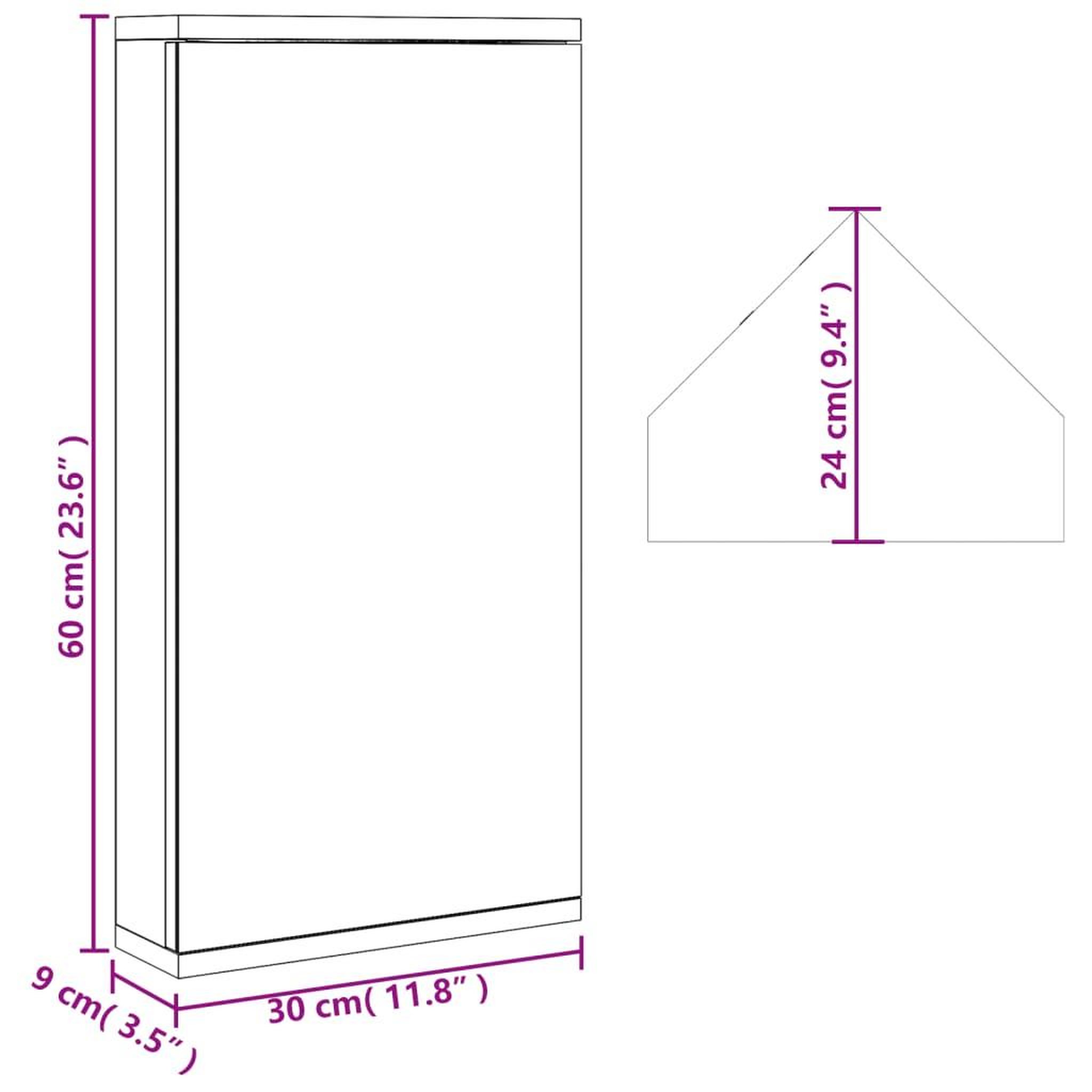 Voir la diapositive 6 : VIDAXL Armoire de bain a miroir d'angle noir 30x24x60 cm