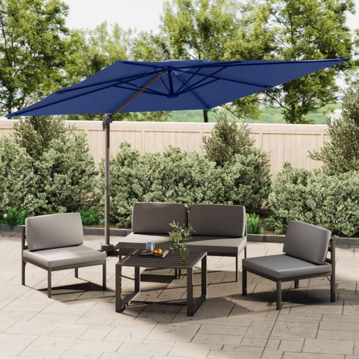 VIDAXL Parasol cantilever a double toit Bleu azure 400x300 cm