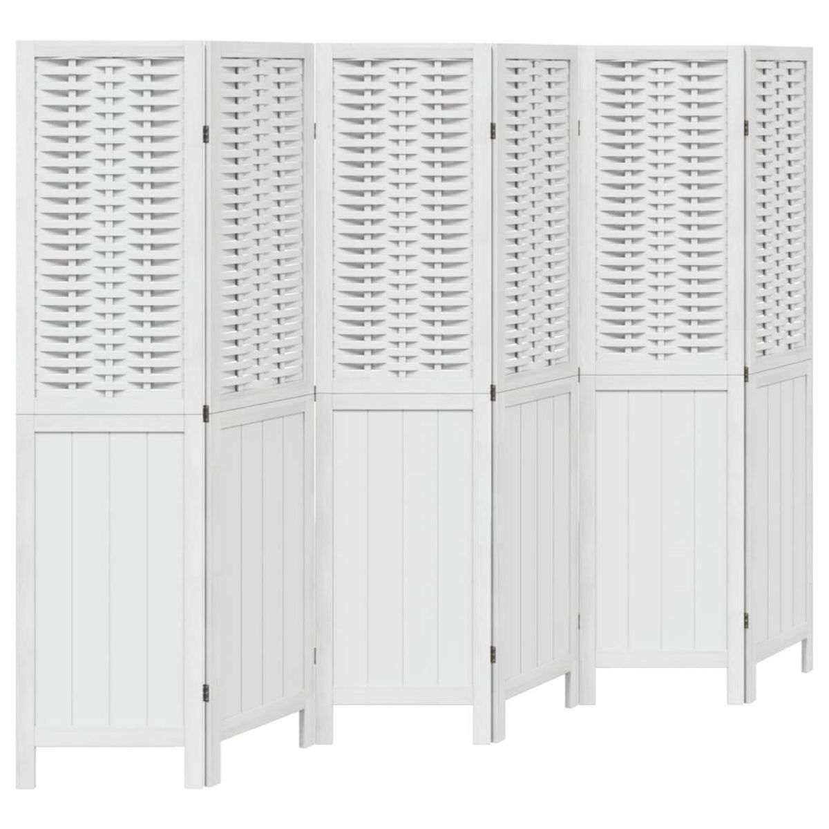 VIDAXL Cloison de separation 6 panneaux blanc bois de paulownia massif