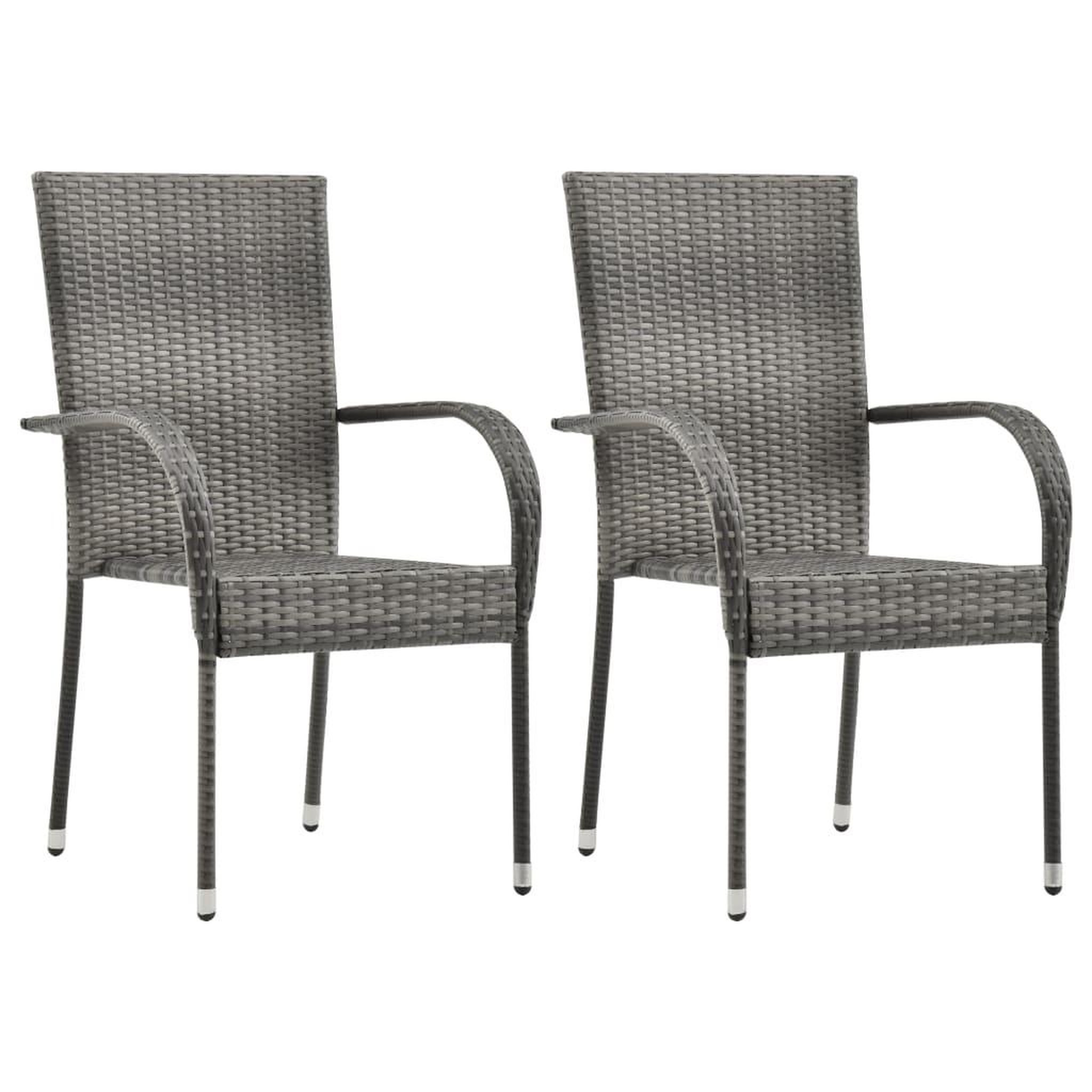 Voir la diapositive 5 : VIDAXL Ensemble a manger de jardin 3 pcs Gris