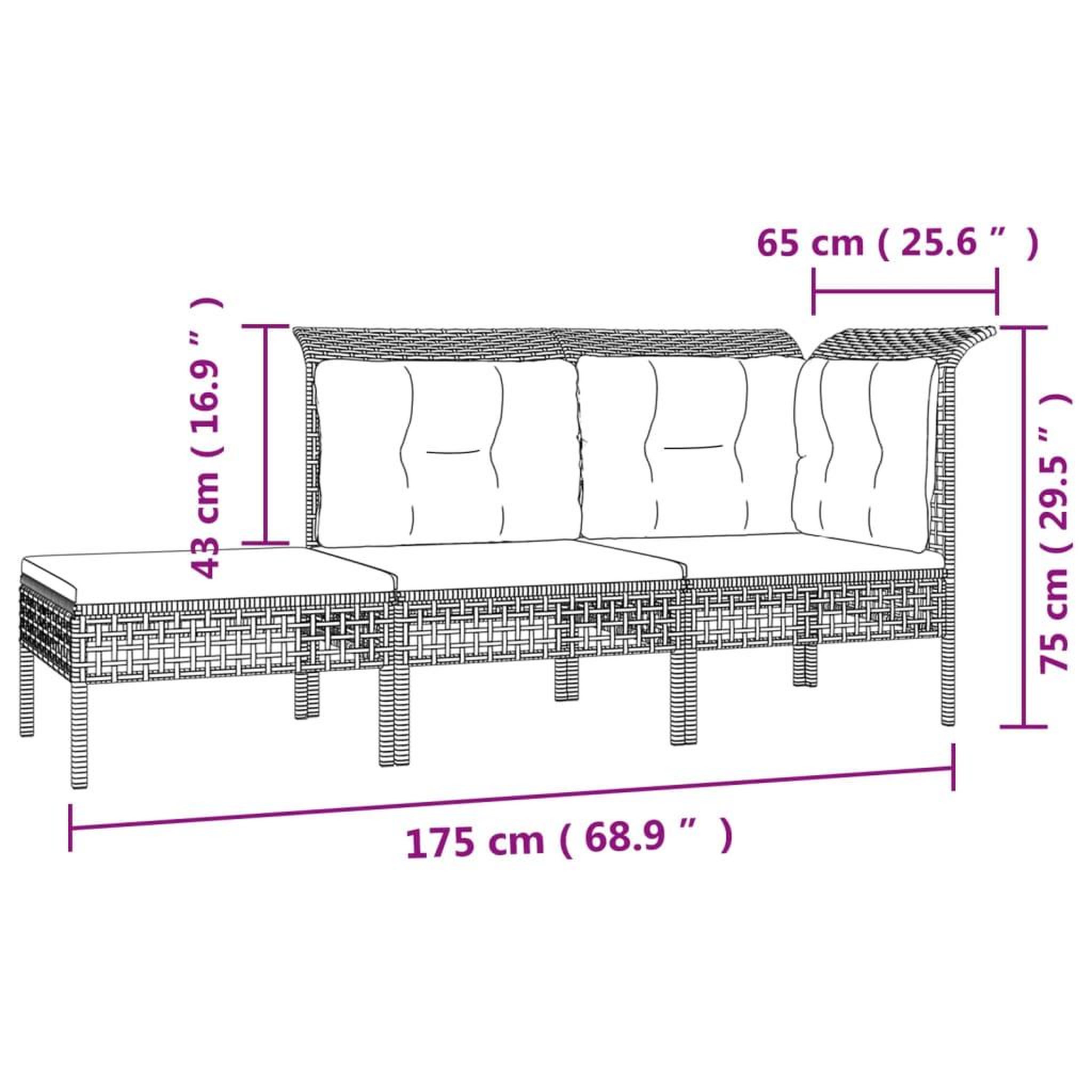 Voir la diapositive 6 : VIDAXL Salon de jardin 7 pcs avec coussins Gris Resine tressee