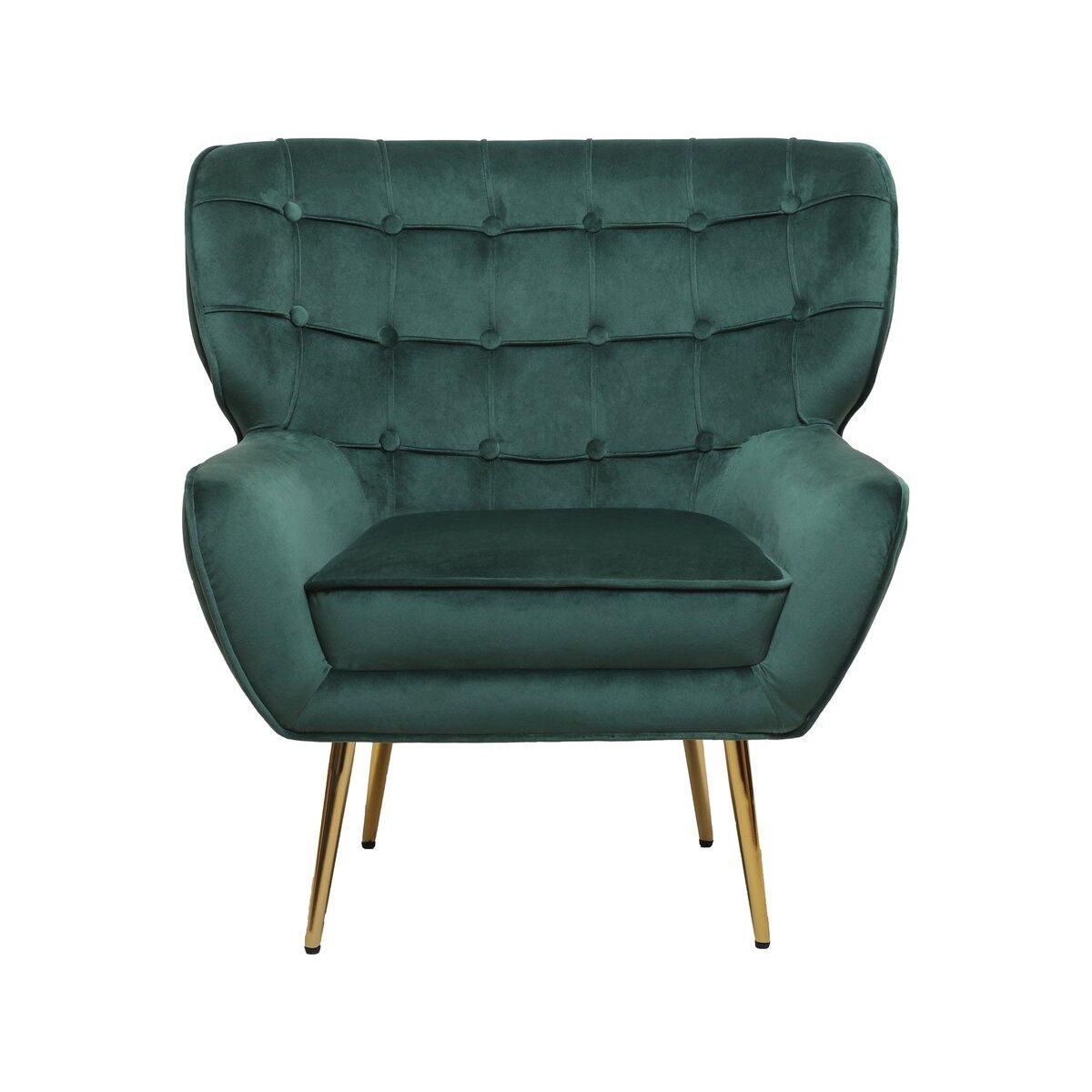 Habitat et Jardin Fauteuil en velours  Austin  - 79 x 71 x 79.5 cm - Vert