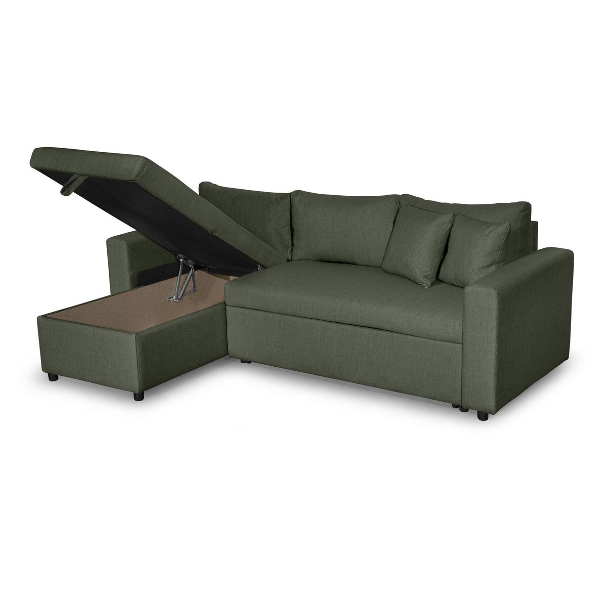 Canapé d'angle réversible convertible avec coffre en tissu ou velours GERALDINE 