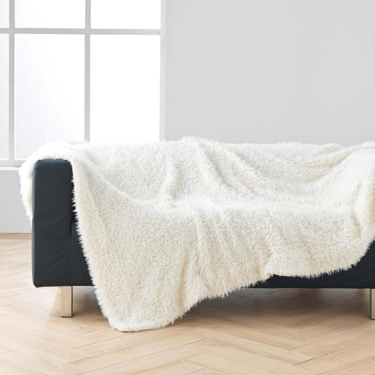 Paris Prix Plaid XXL Imitation Fourrure Polaire  Mouton  220x240cm Naturel
