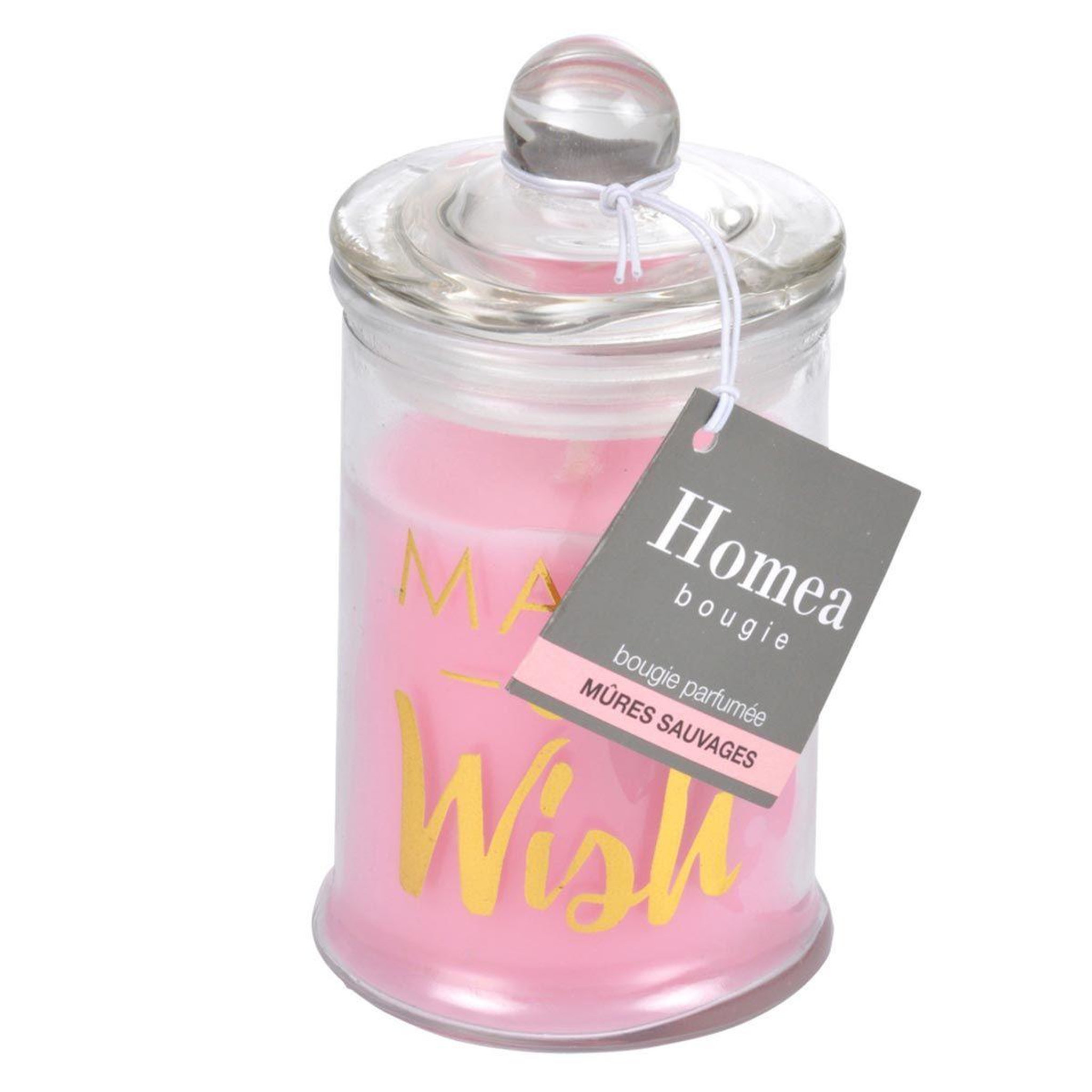 Voir la diapositive 2 : HOMEA Bougie parfumée bocal  winter blush  11cm rose