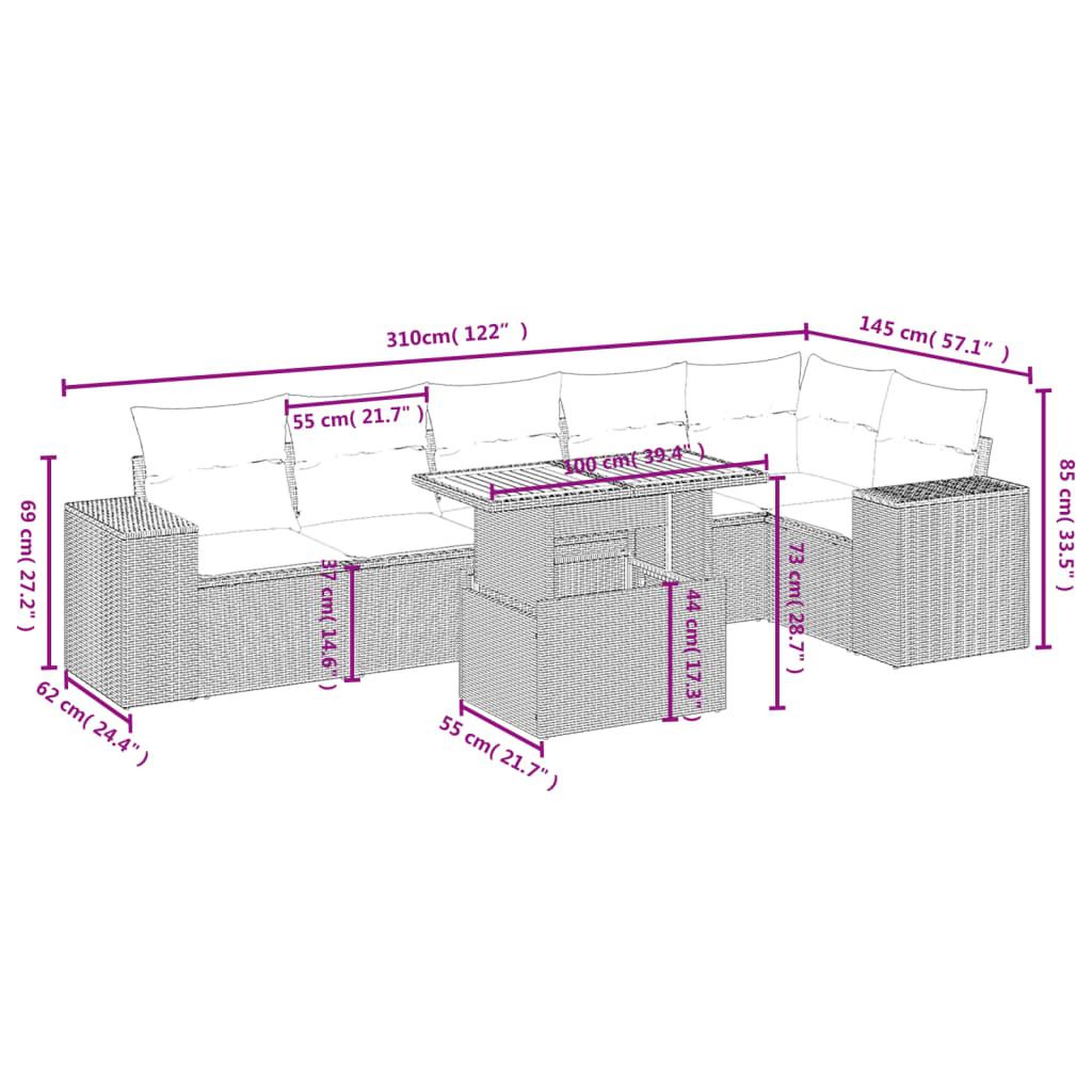 Voir la diapositive 3 : VIDAXL Salon de jardin 7 pcs avec coussins noir resine tressee