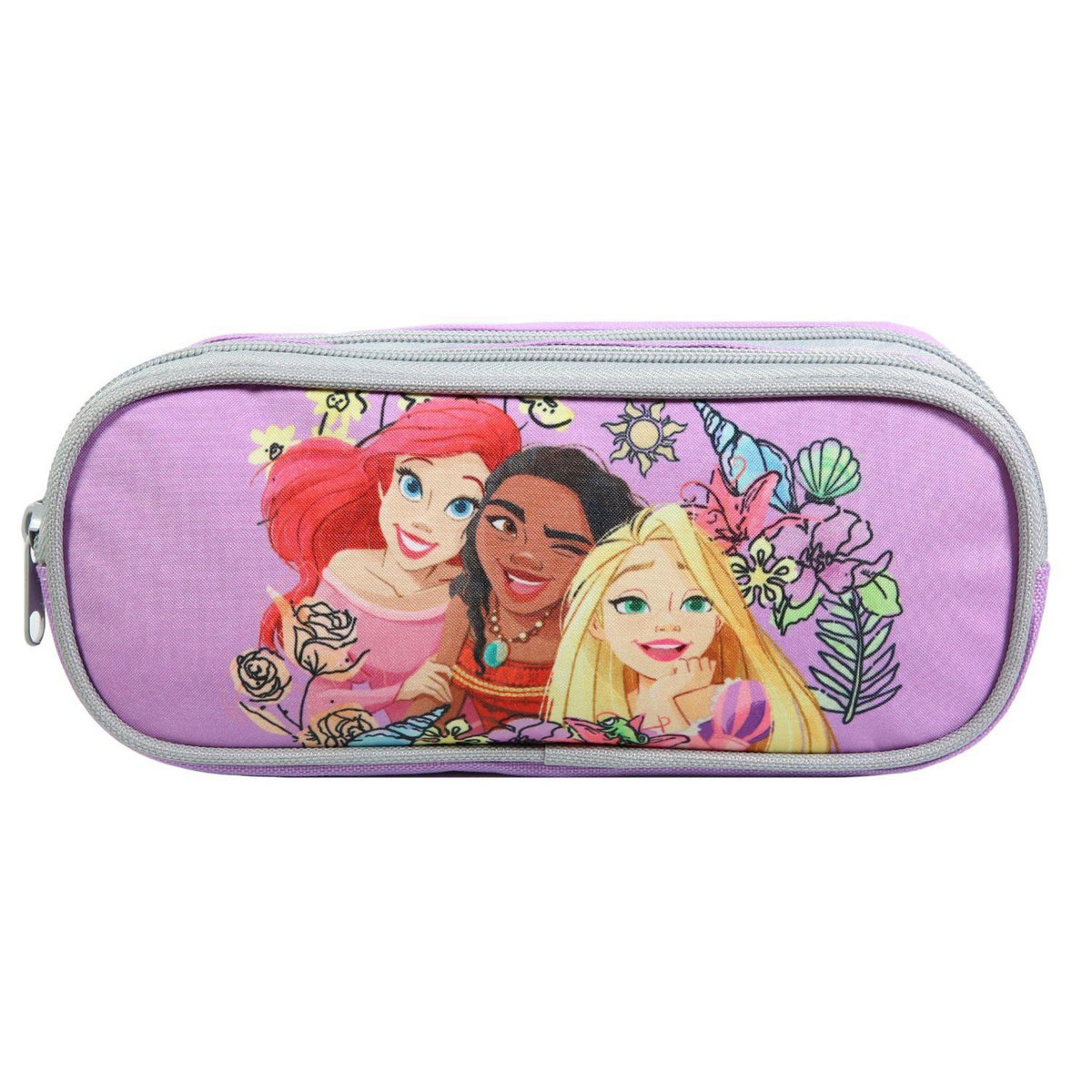 Bagtrotter BAGTROTTER Trousse scolaire 2 compartiments Princesses Violet Fleurs