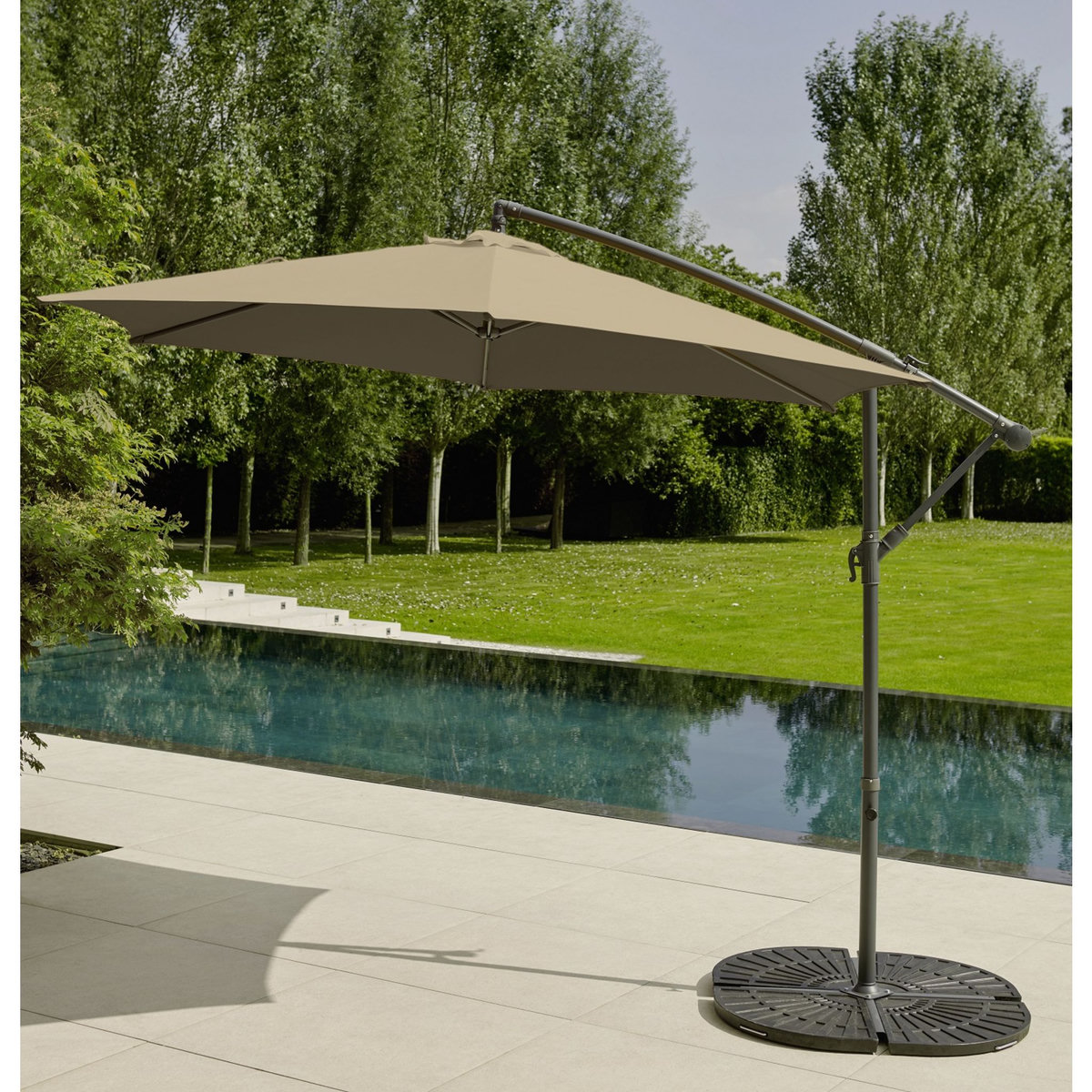 GARDENSTAR Parasol déporté rond D3xH2.45 m noisette (beige foncé) LEA