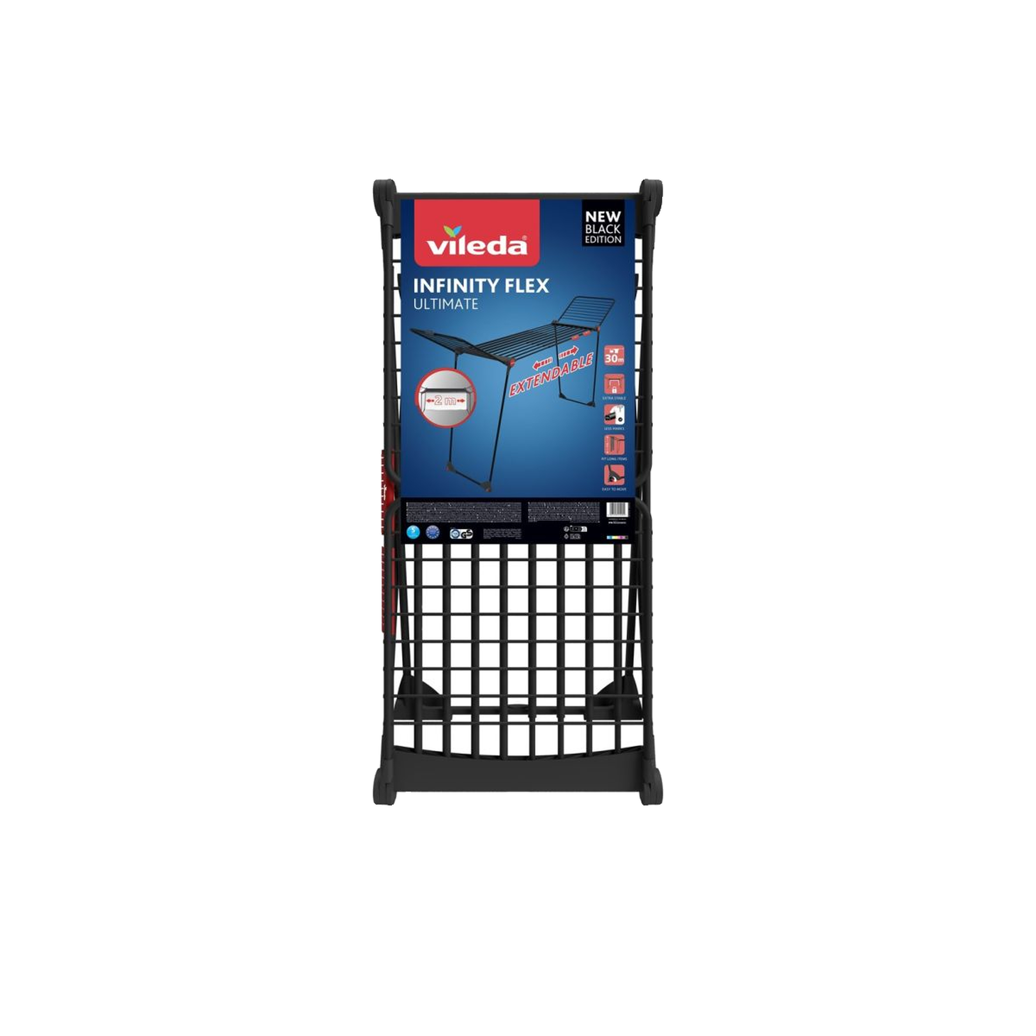 Voir la diapositive 4 : vileda Séchoir Vileda infinity flex ultimate noire 30m