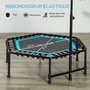 Voir la diapositive 5 : HOMCOM Trampoline de Fitness gymnastique Ø114 cm élastiques Bungee guidon hauteur réglable 117-132 cm