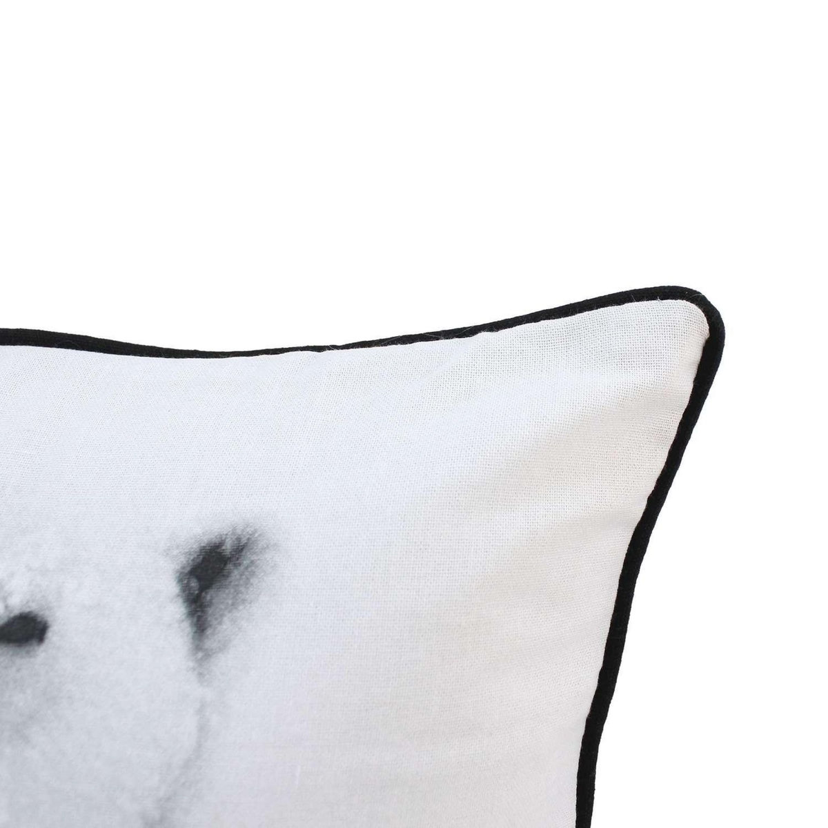 TOILINUX Coussin imprimé ours Epicéa - 40 x 40 cm - Blanc