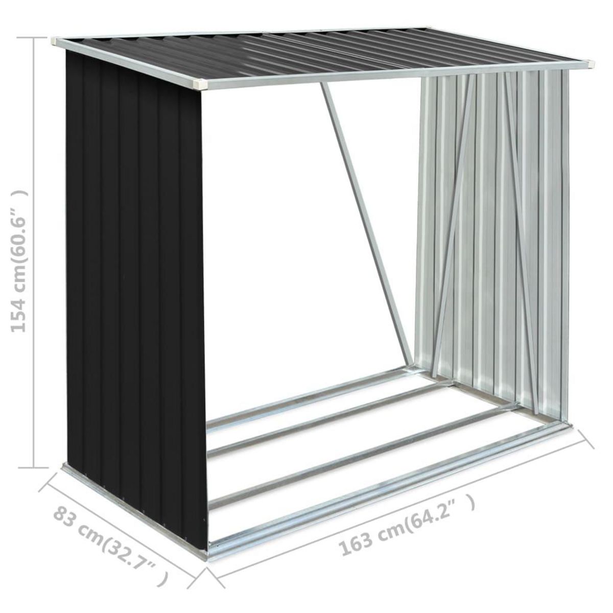 VIDAXL Abri de stockage a bois Acier galvanise 163x83x154cm Anthracite