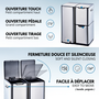 Voir la diapositive 5 : Kitchen move Poubelle de cuisine tri sélectif HAJA Argent Acier inoxydable 60L