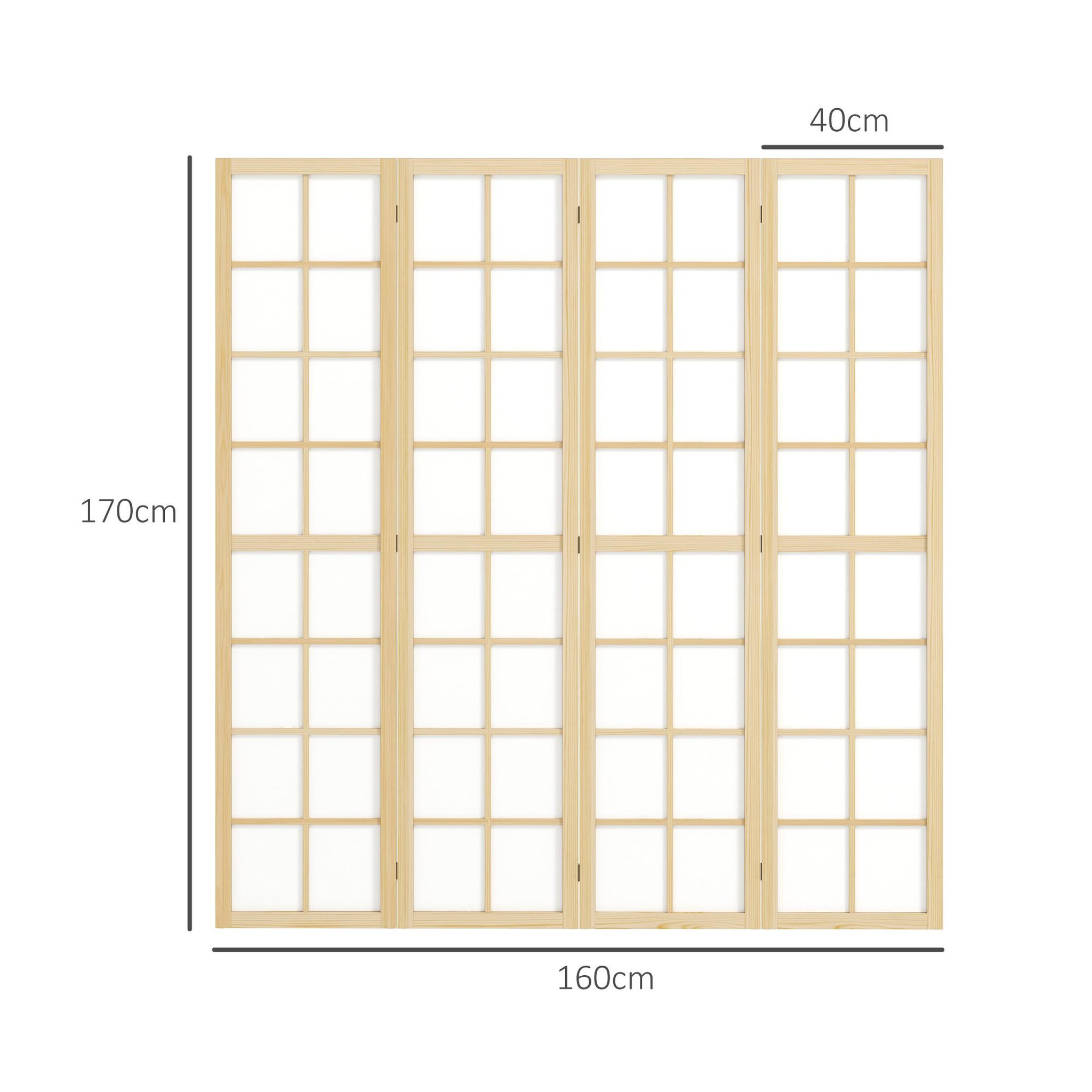 Voir la diapositive 3 : HOMCOM Paravent intérieur pliable 4 panneaux 160 x 170 cm séparateur de pièce bois pin non tissé blanc