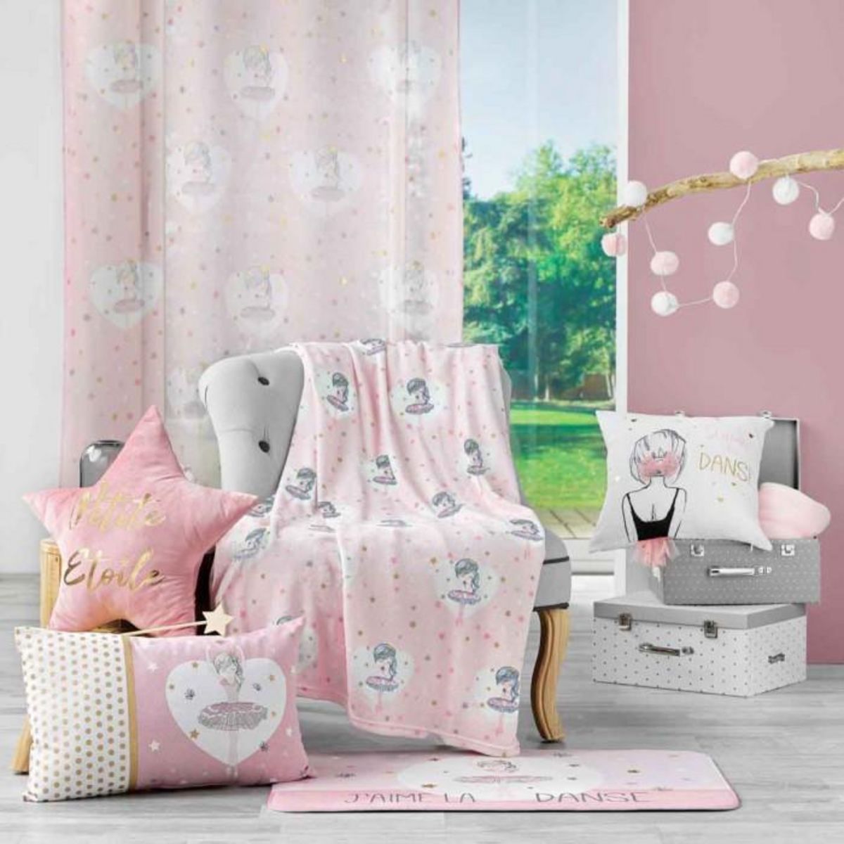 Paris Prix Plaid Flanelle Enfant  Petite Étoile  125x150cm Rose