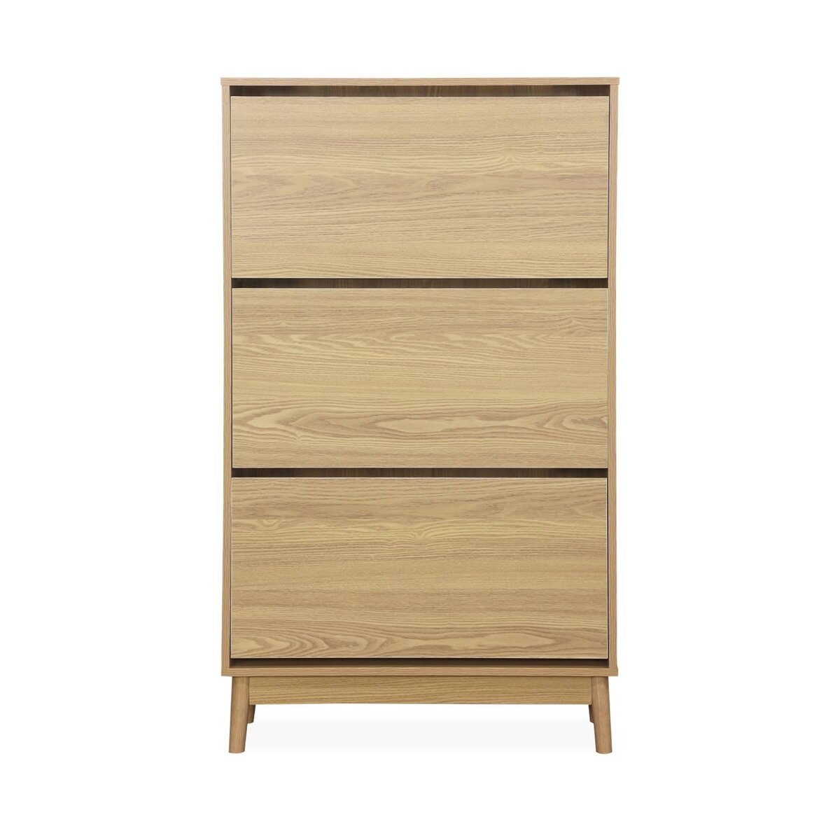 SWEEEK Meuble à chaussures scandinave décor bois 3 portes abattantes capacité 18 paires de chaussures