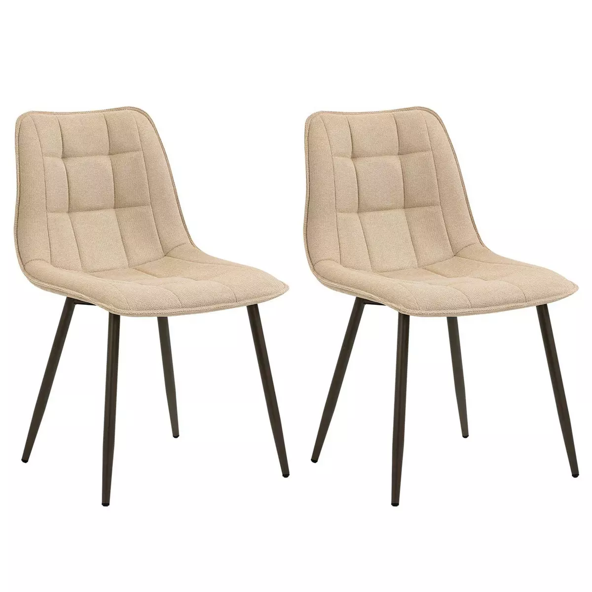 IDIMEX Lot de 2 chaises MALAGA avec revêtement en tissu coloris beige et structure en métal couleur bronze, chaise de salle à manger