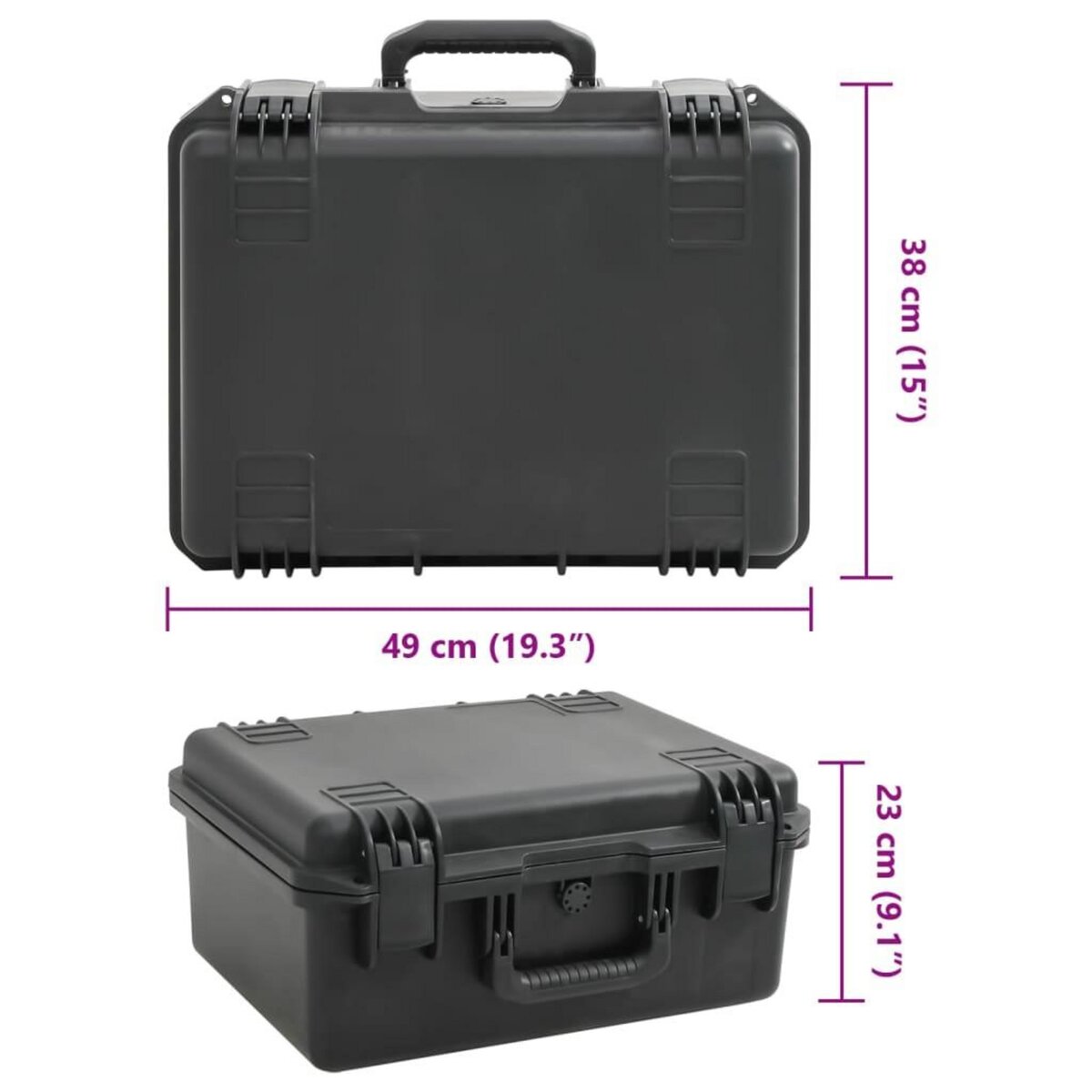 VIDAXL Valise de vol portable Noir 49x38x23 cm PP