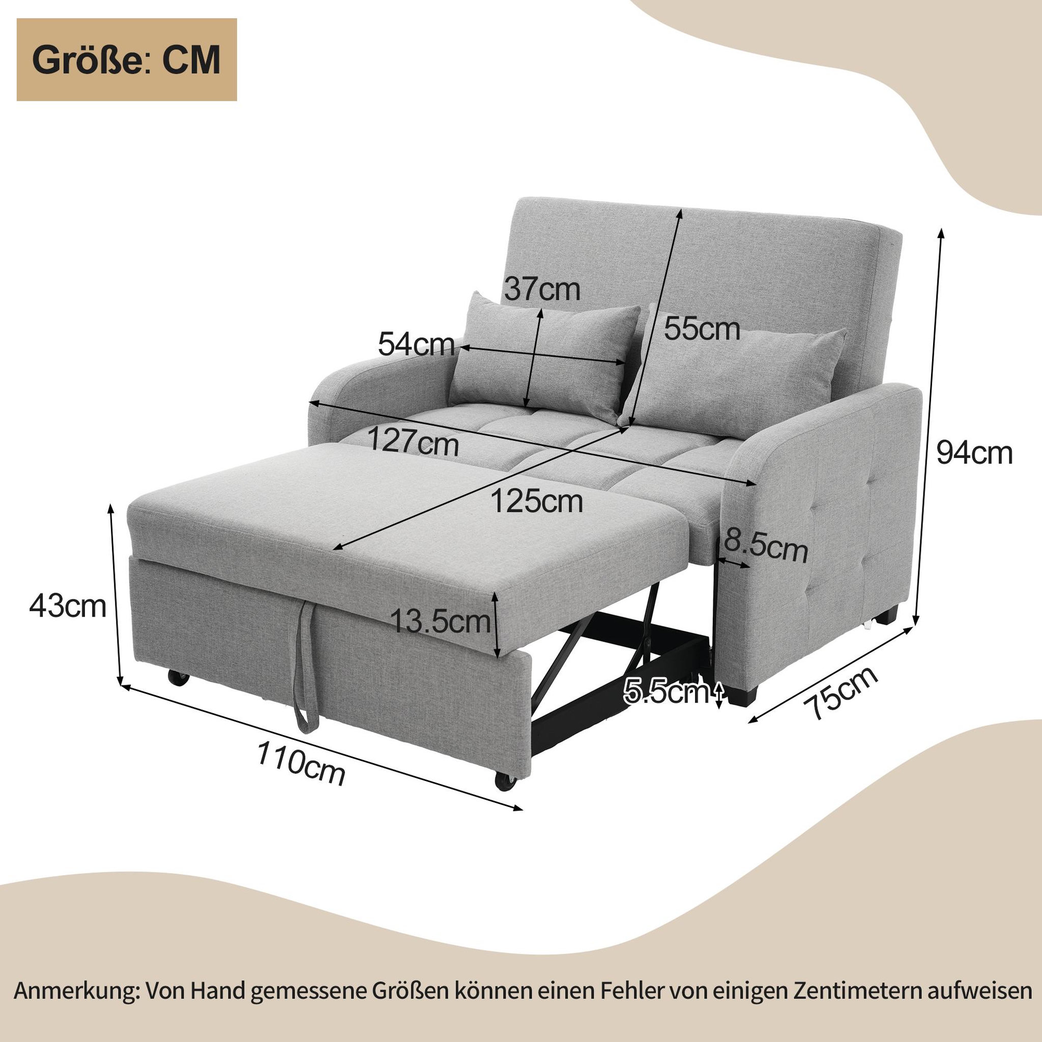Voir la diapositive 3 : MERAX Canapé droit convertible 2 places tissu