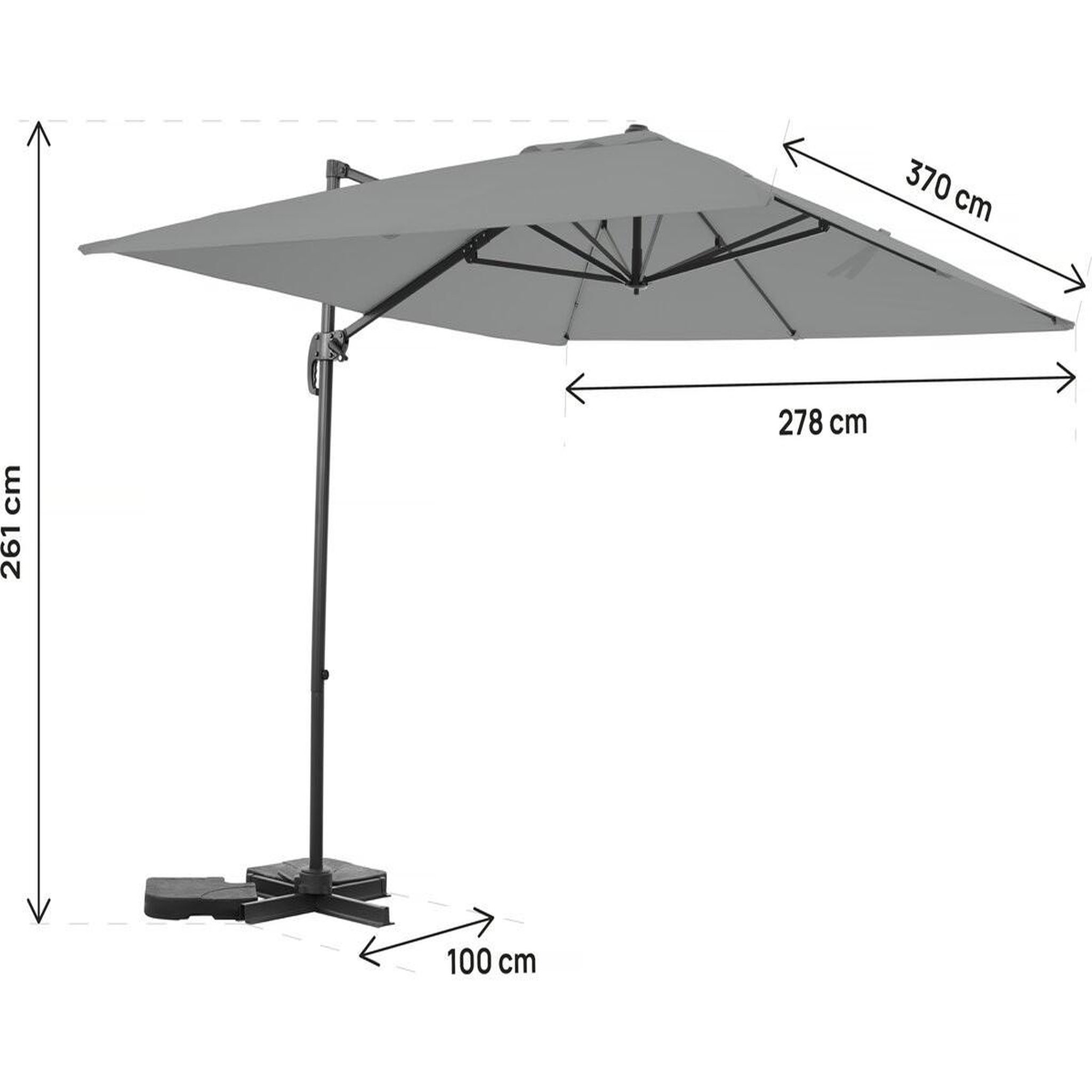 Voir la diapositive 3 : Habitat et Jardin Parasol jardin déporté en aluminium  sky 4  - 3 x 4 m - gris - dalles à lester incluses