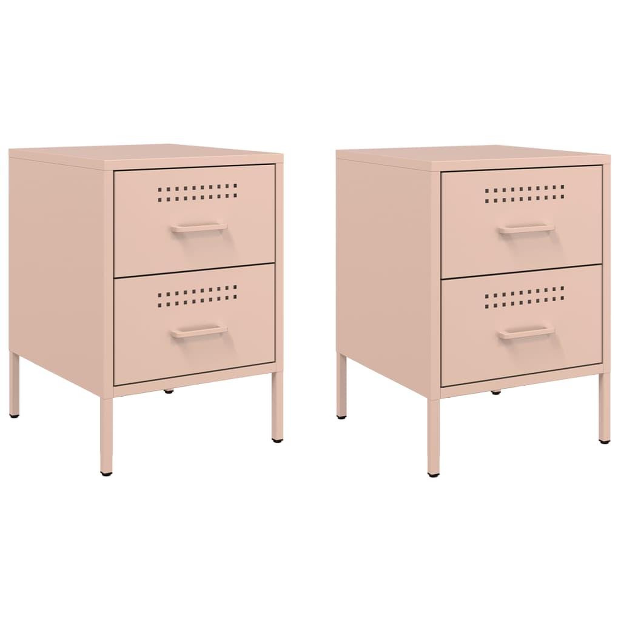 Voir la diapositive 2 : VIDAXL Tables de chevet 2 pcs rose 36x39x50,5 cm acier