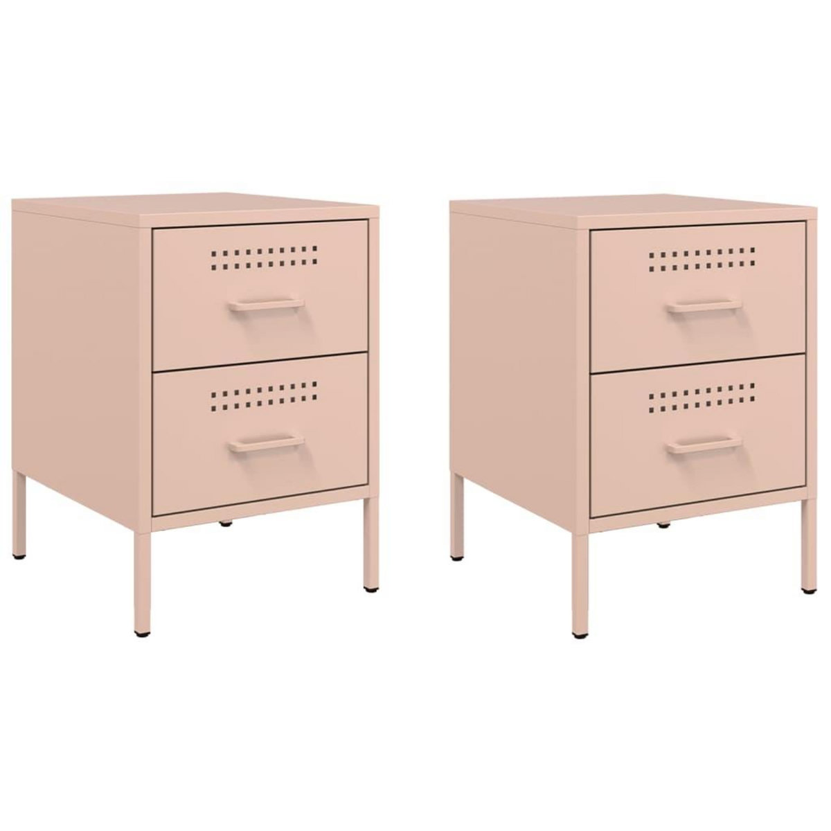 VIDAXL Tables de chevet 2 pcs rose 36x39x50,5 cm acier