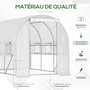 Voir la diapositive 4 : OUTSUNNY Serre de jardin tunnel 6 m² 6 fenêtres porte zippée acier galvanisé PE blanc