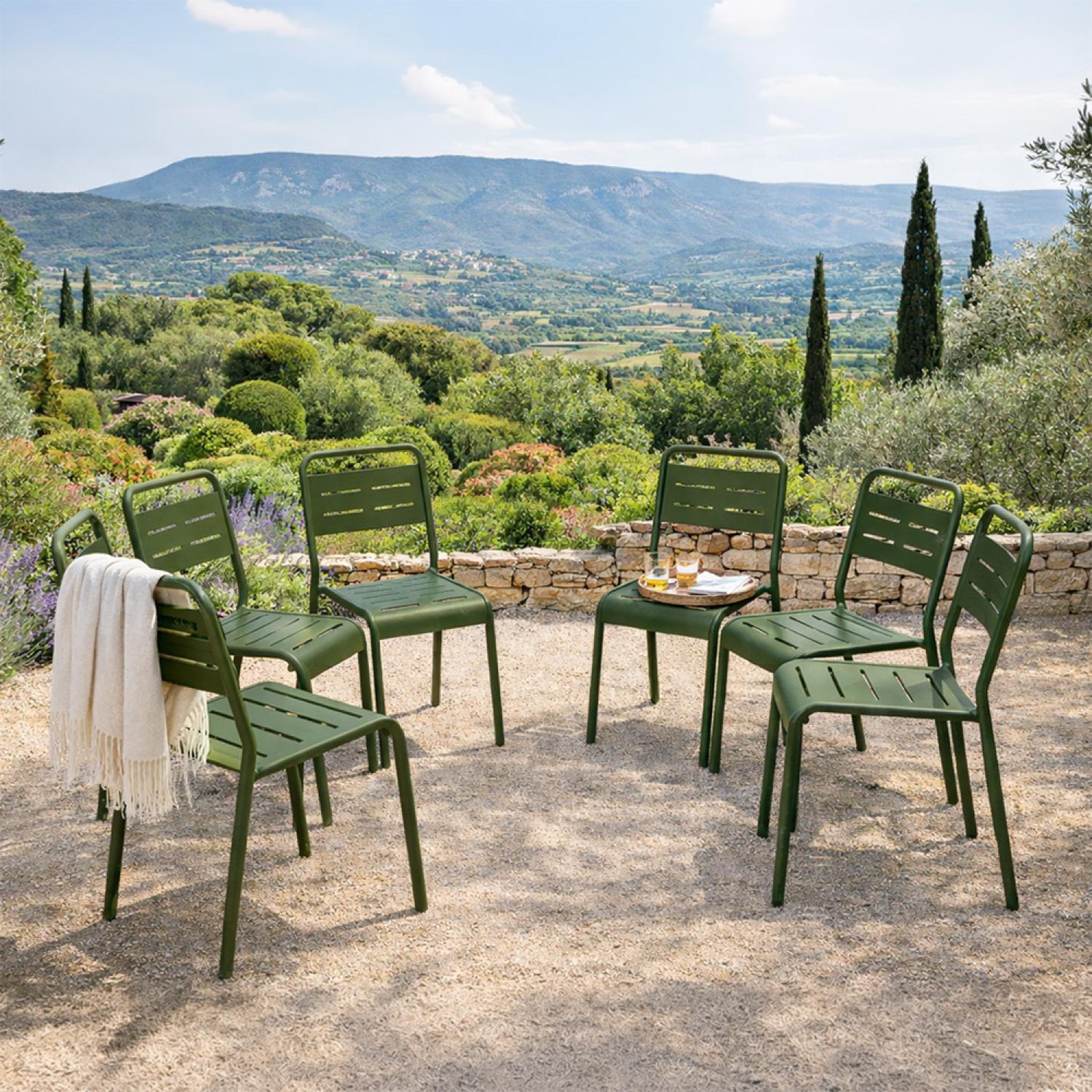 Voir la diapositive 4 : CONCEPT USINE Lot de 6 chaises de jardin empilables vertes bergame