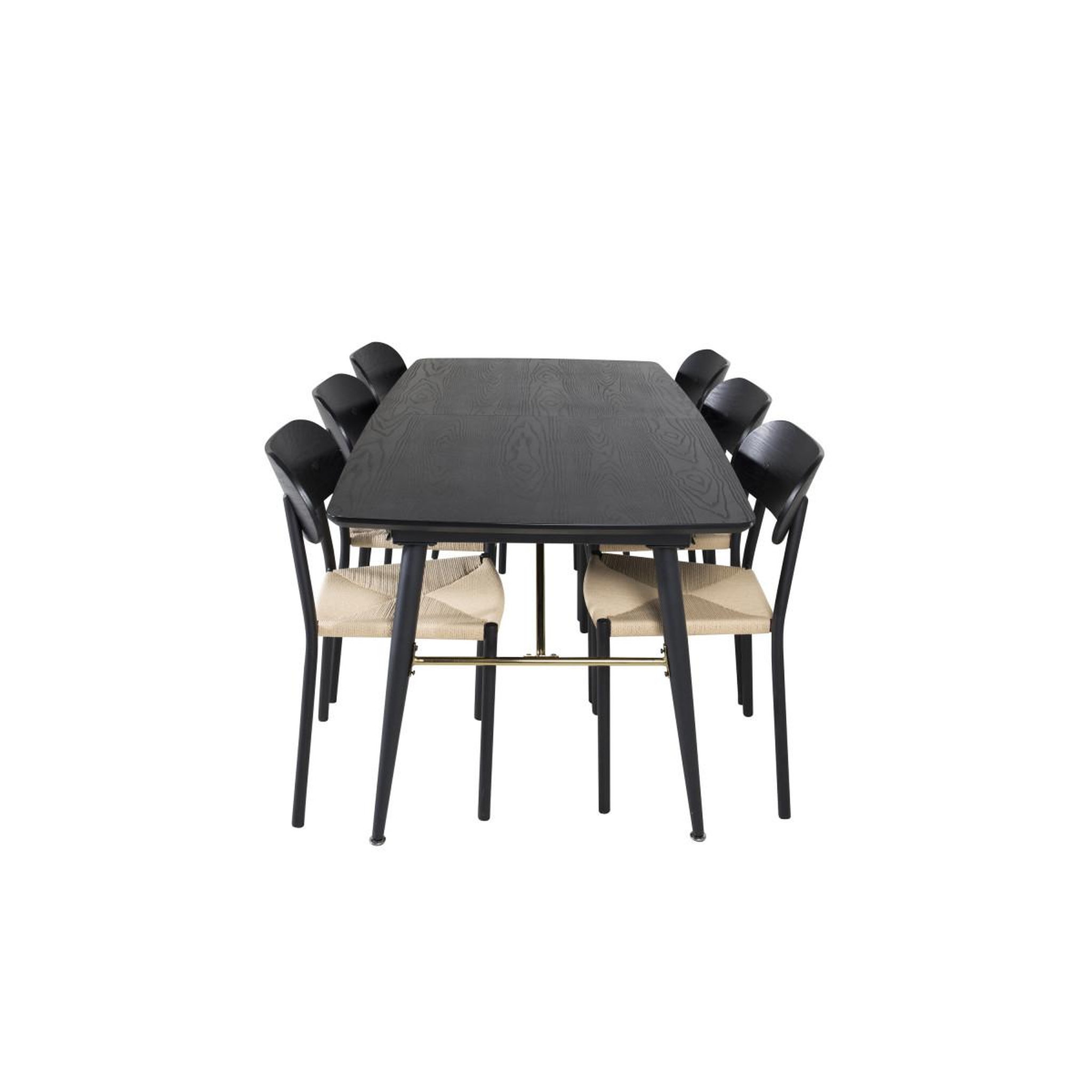 Voir la diapositive 2 : Paris Prix Ensemble table à manger extensible & 6 chaises  gold & polly  180-220cm noir