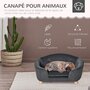 Voir la diapositive 5 : PAWHUT Canapé chien lit pour chien design scandinave coussin moelleux amovible pieds bois massif dim. 70L x 47l x 30H cm peluche courte polyester gris