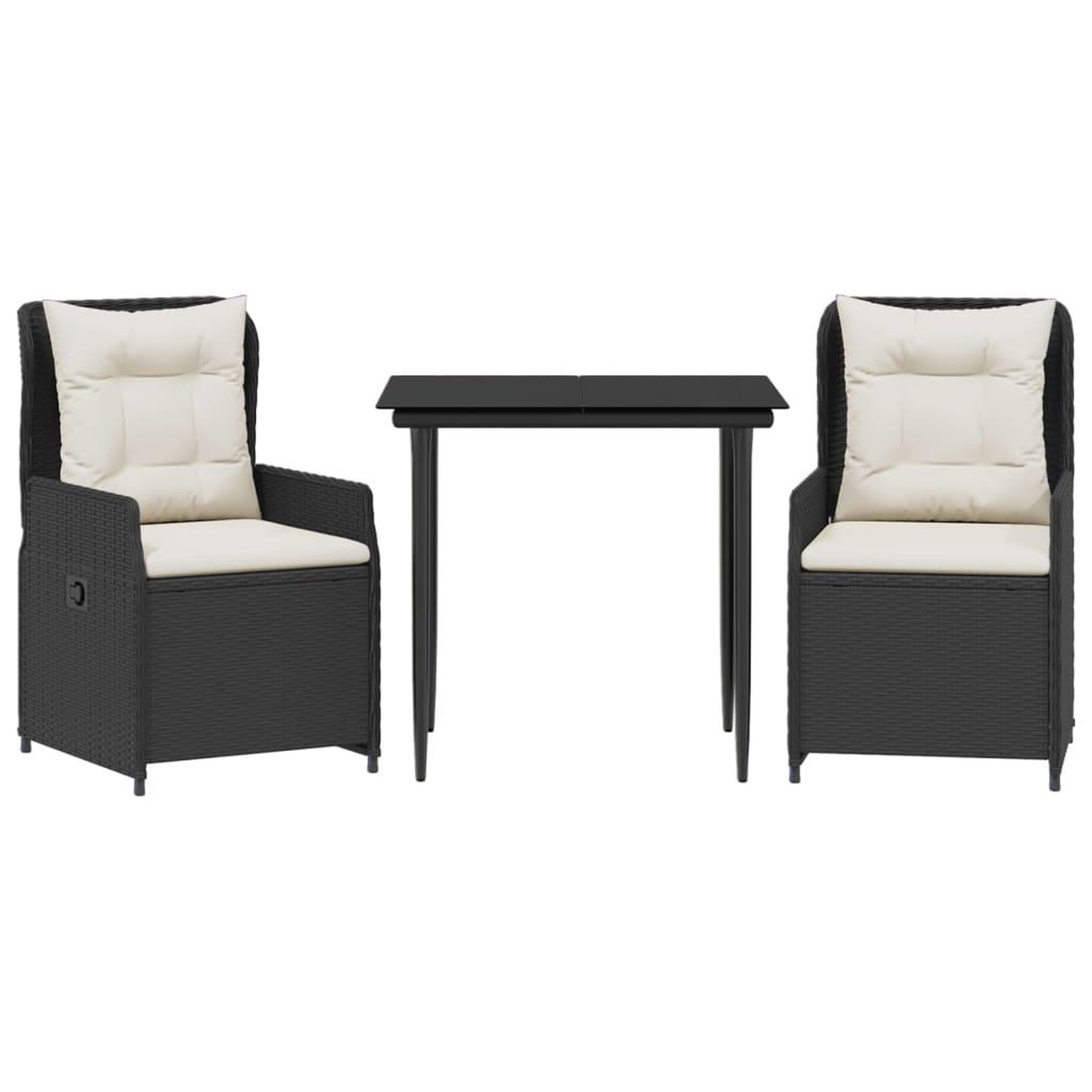 Voir la diapositive 2 : VIDAXL Ensemble a manger de jardin avec coussins 3 pcs Noir