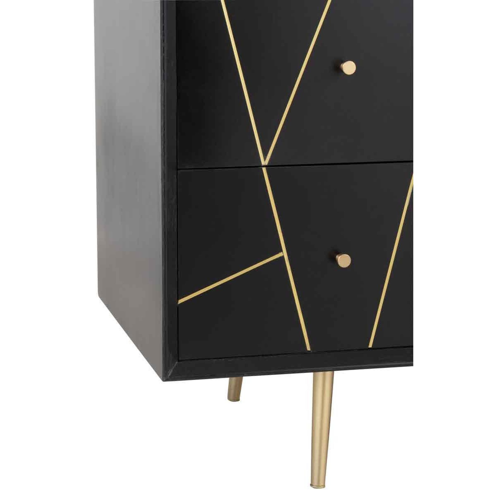 Voir la diapositive 6 : J-LINE Buffet 4 Tiroirs & 2 Portes  Remina  150cm Noir & Or