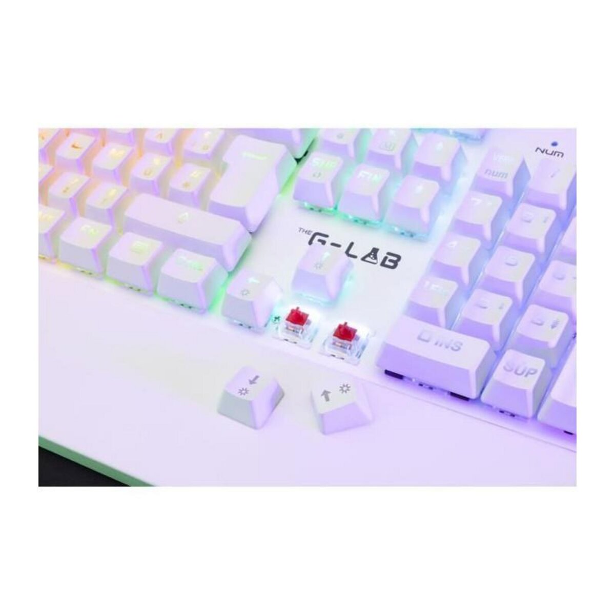 THE G-LAB Clavier Gamer - The G-Lab - KEYZ RUBIDIUM - Mécanique (Switch Rouge) - Repose Poignet - RGB - Filaire - Azerty - Blanc