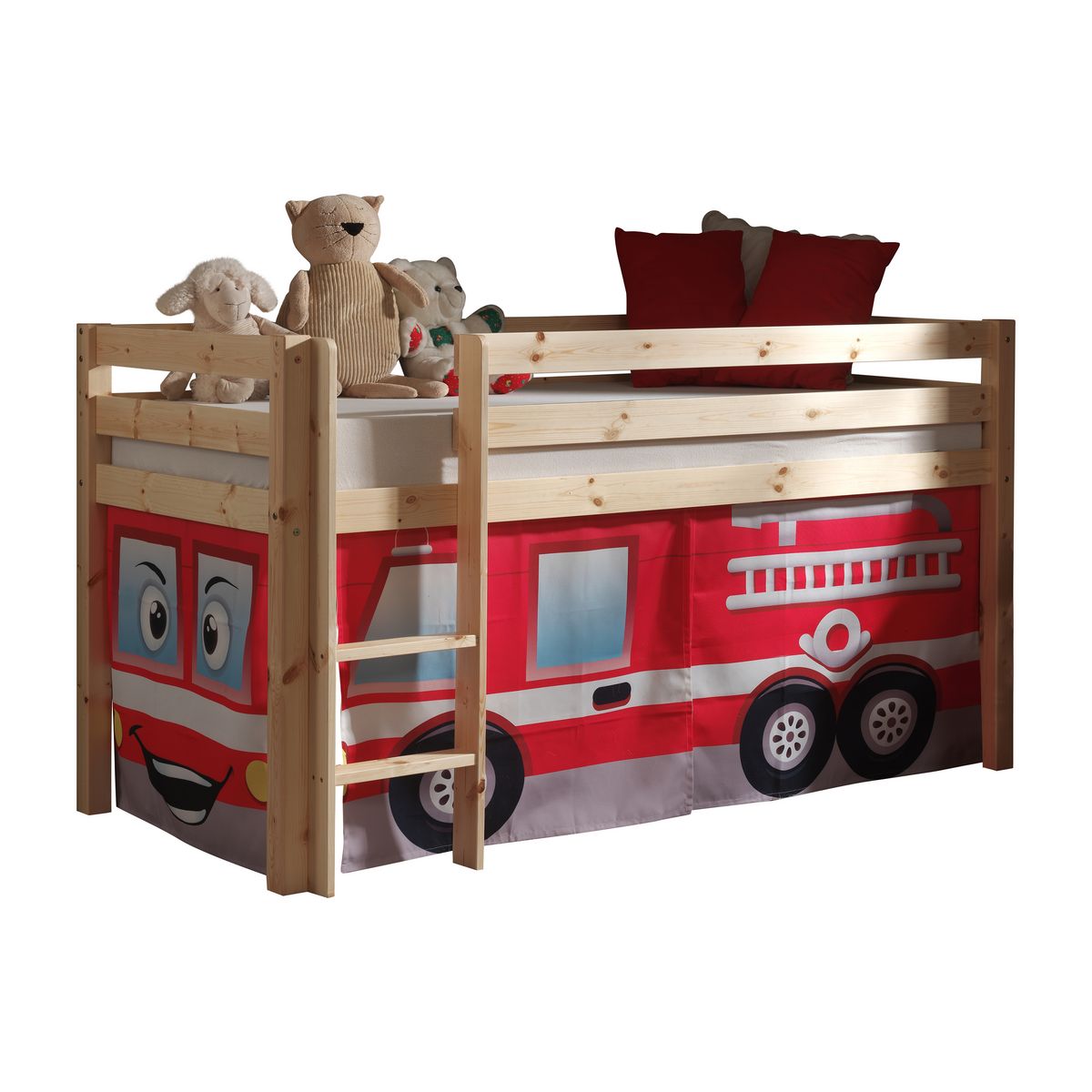 Lit mi-hauteur nature WOODY+textile 9 modèles