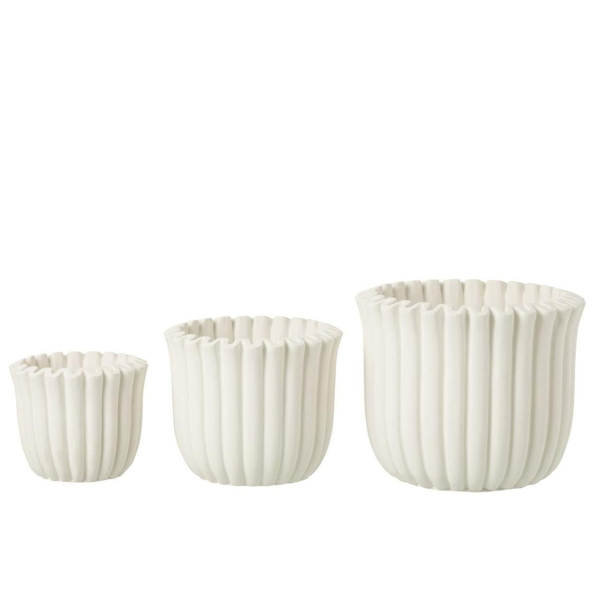 Paris Prix Cache-Pot Côtelé en Ciment  Mitch  19cm Blanc