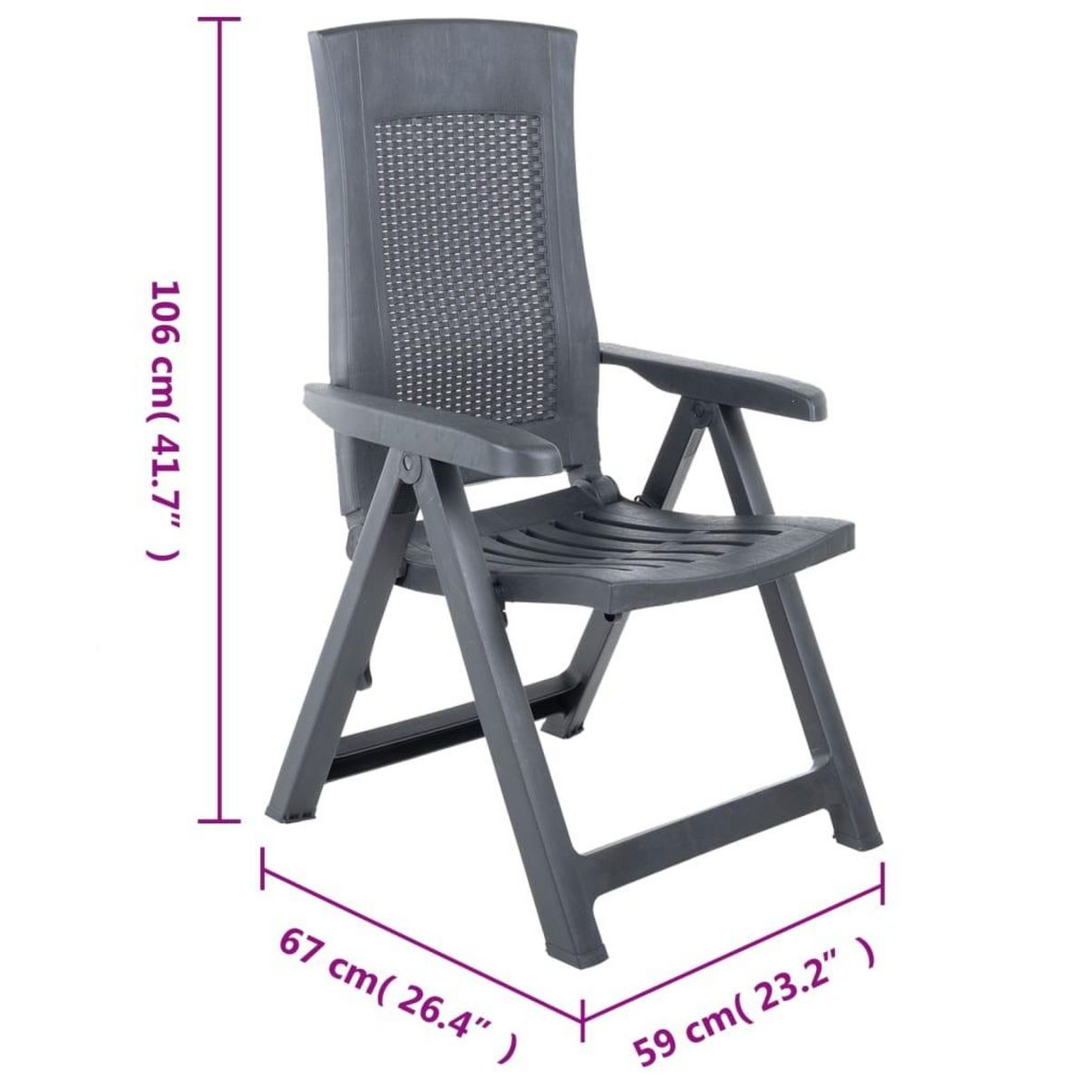 VIDAXL Chaises inclinables de jardin lot de 2 Plastique Anthracite