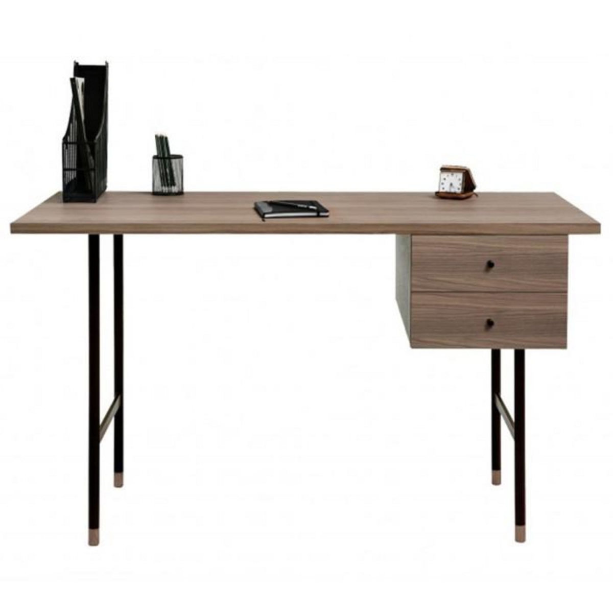 Paris Prix Bureau Design 2 Tiroirs  Jugend  130cm Noyer