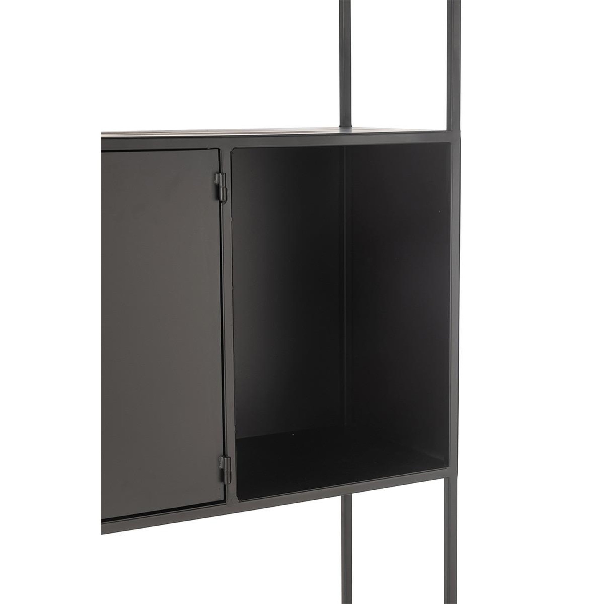 Voir la diapositive 6 : J-LINE Étagère 2 Portes en Métal  Maryanne  126cm Noir