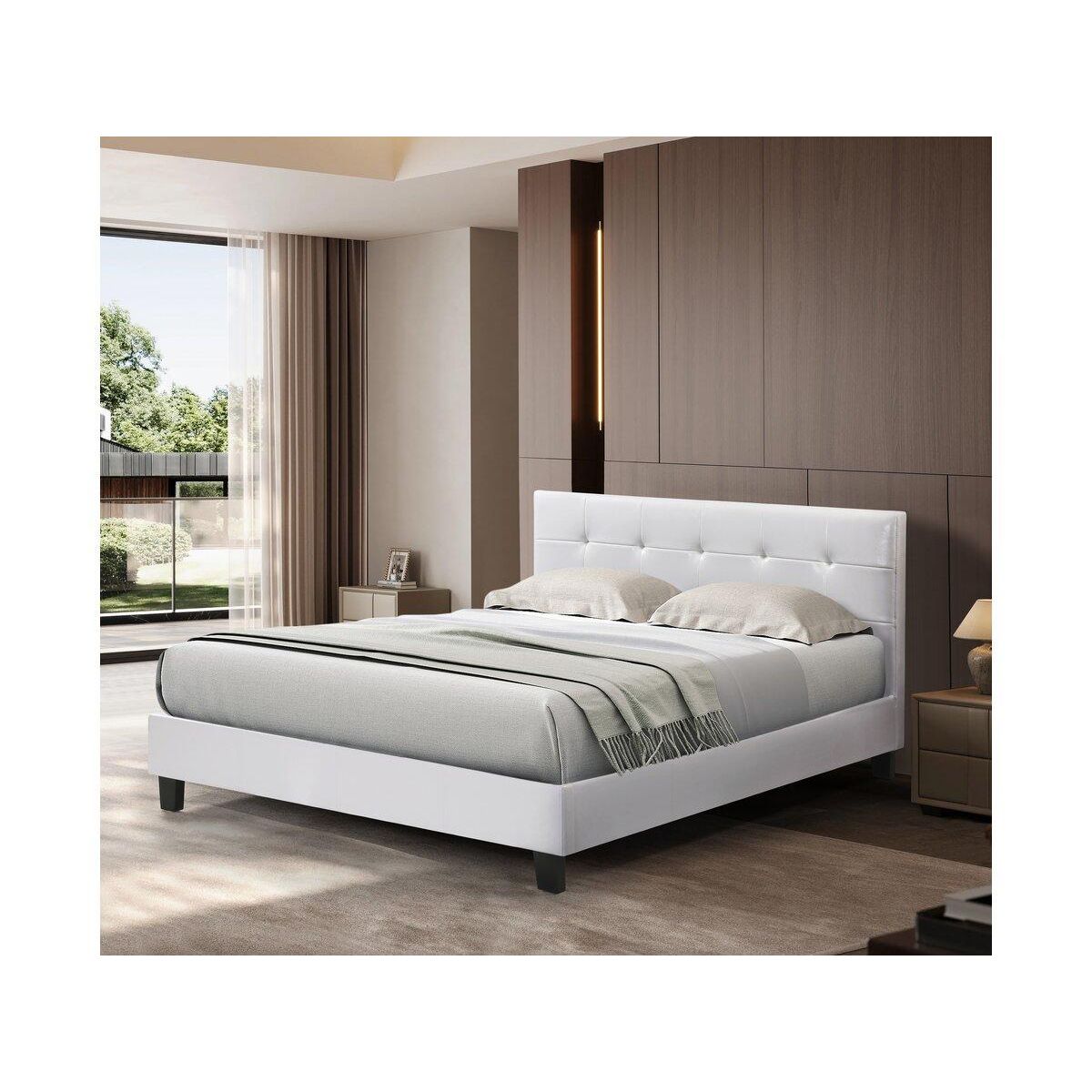 Habitat et Jardin Lit double en pvc  Julia  - 140 x 190 cm - Blanc