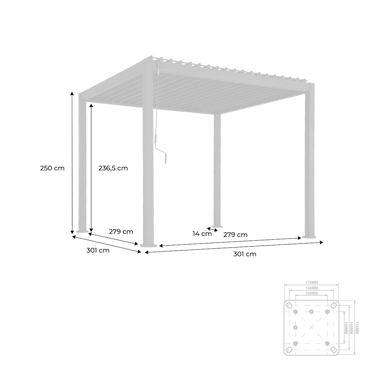 SWEEEK Pergola bioclimatique aluminium lames orientables 3x3m V2 Triomphe