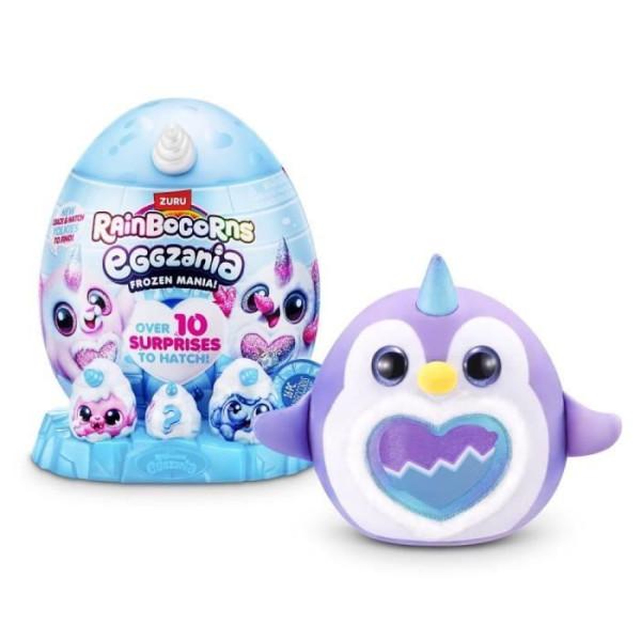 ZURU oeuf surprise peluche - RAINBOCORNS - Eggzania Frozen Mania - Theme givré - Peluche a découvrir - Accessoires inclus