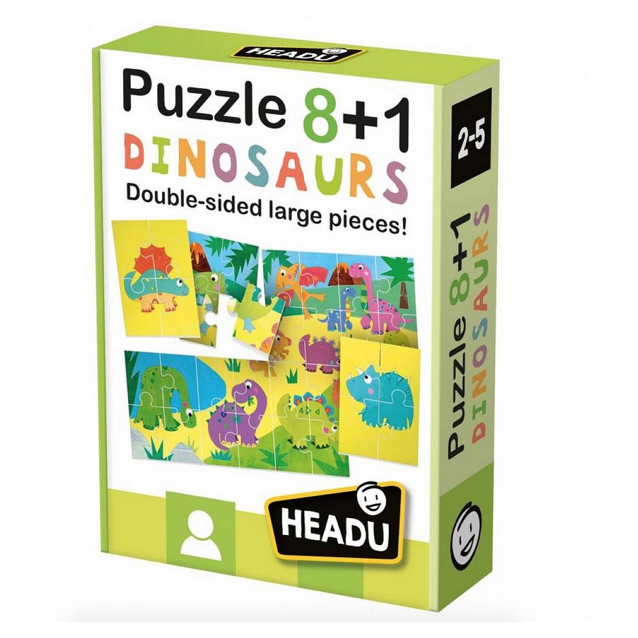 HEADU Puzzle recto verso 8+1 Dinosaures