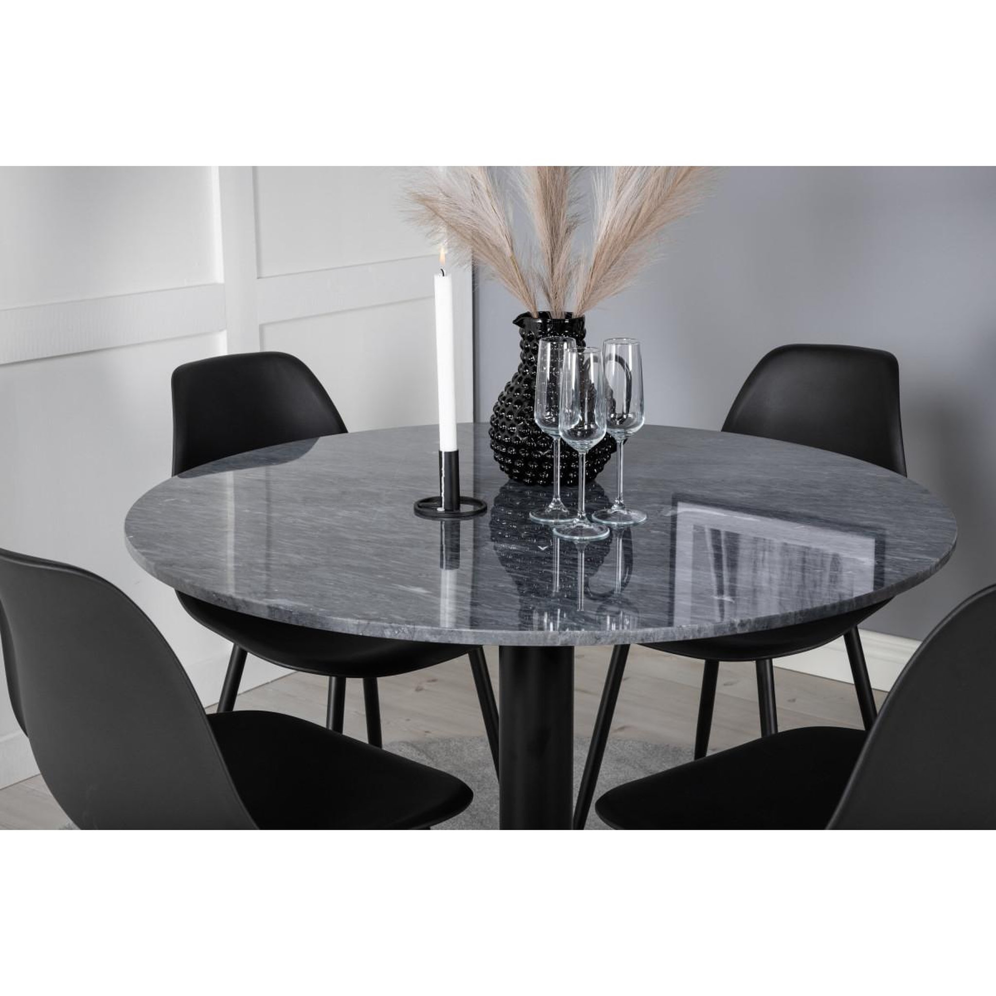 Voir la diapositive 6 : Paris Prix Ensemble table à manger & 4 chaises  estelle & polar  106cm gris foncé & noir