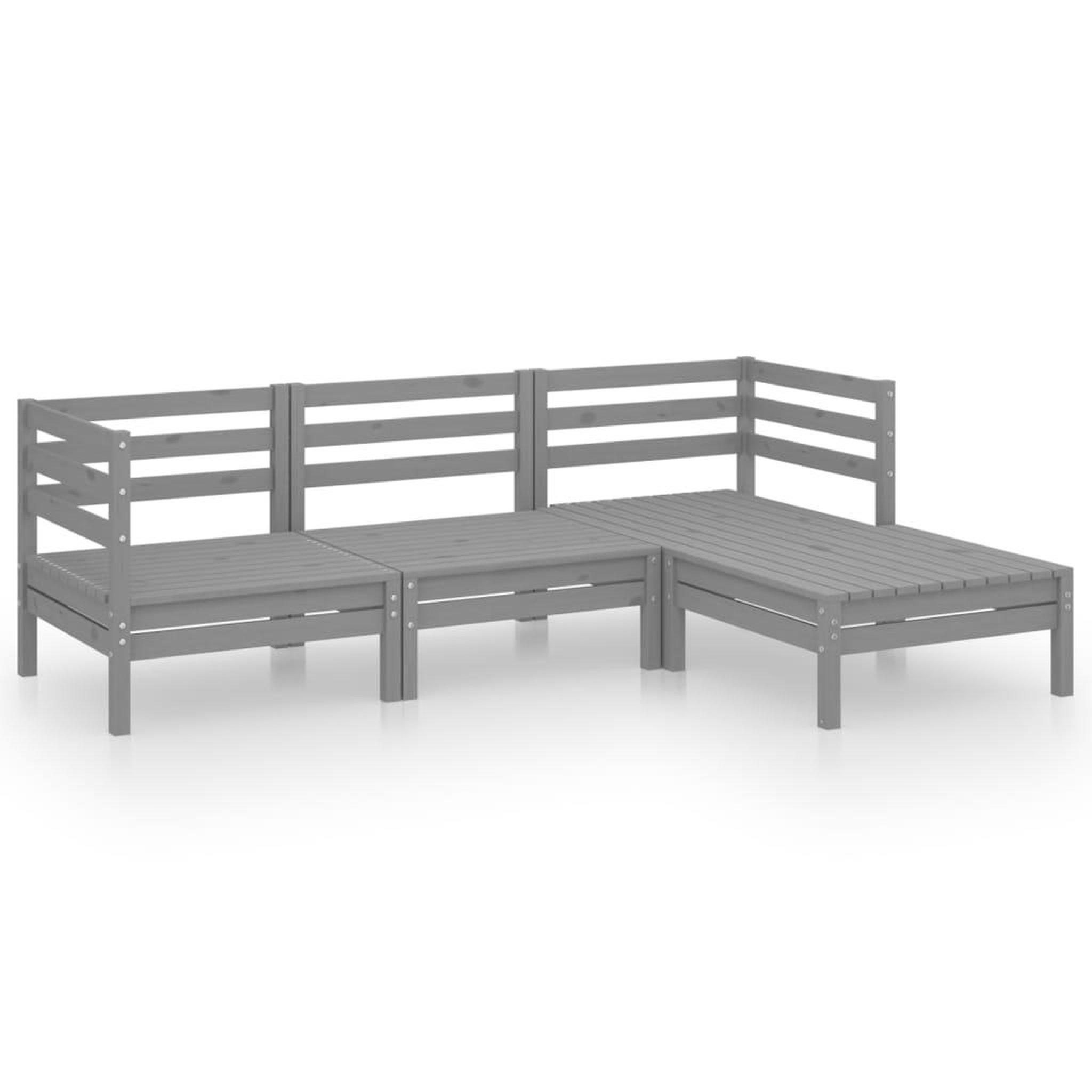 Voir la diapositive 2 : VIDAXL Salon de jardin 4 pcs Bois de pin massif Gris