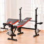 Voir la diapositive 2 : HOMCOM Banc de musculation Fitness entrainement complet avec support d'haltères dossier réglable acier noir rouge